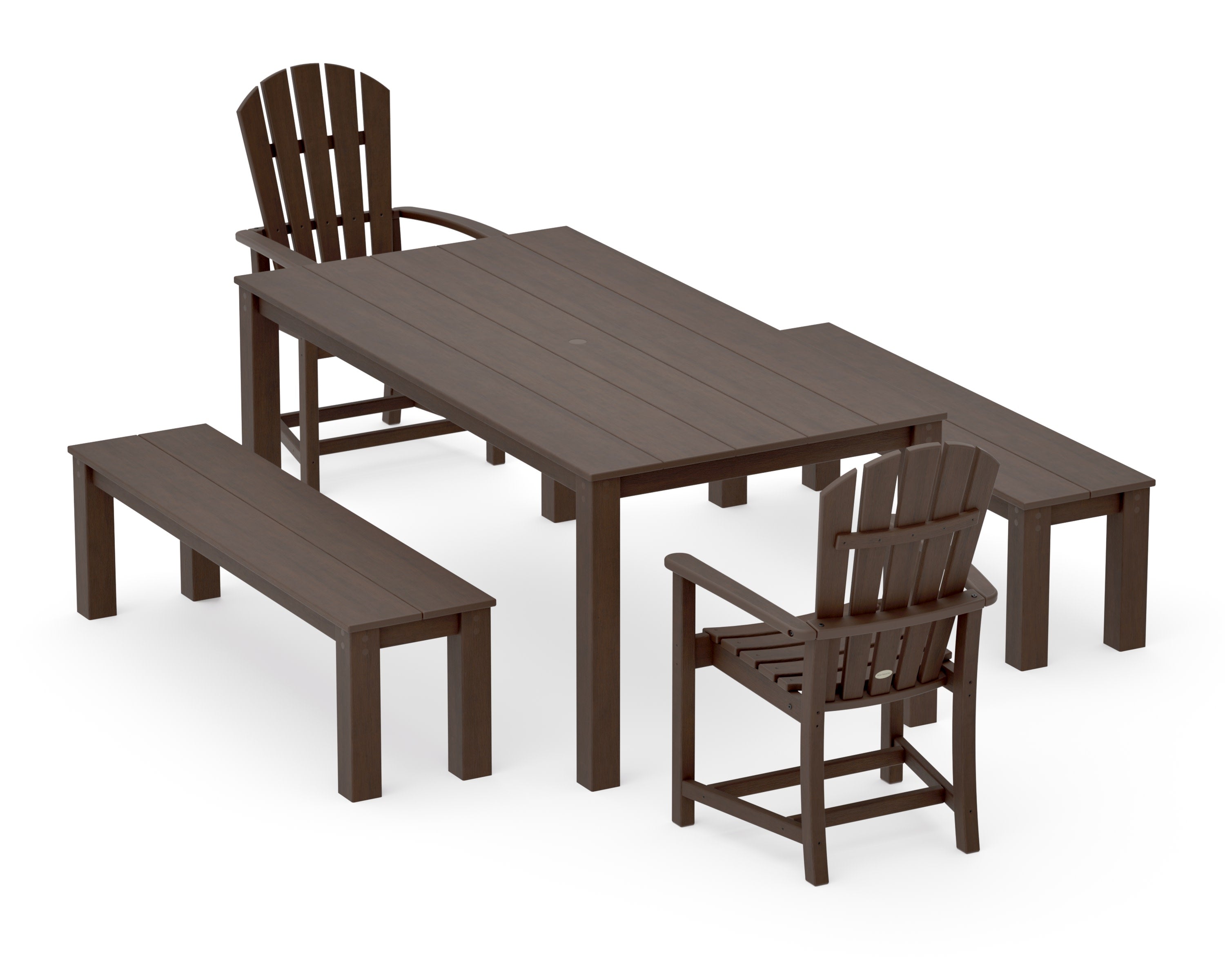 Palm Coast 5-Piece Parsons Dining Set with Benches in Kona