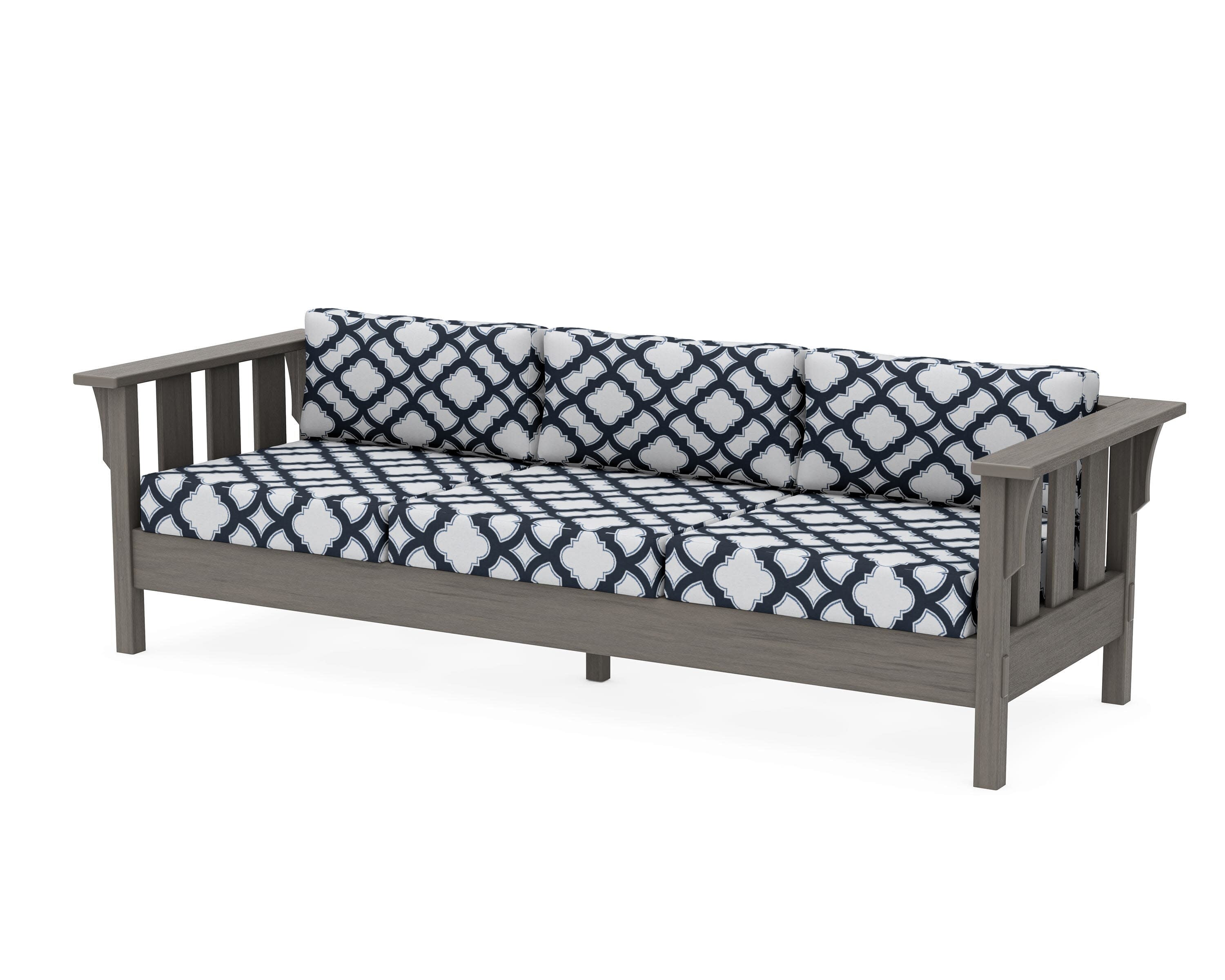 Acadia Deep Seating Sofa in Driftwood / Trellis Marine Indigo