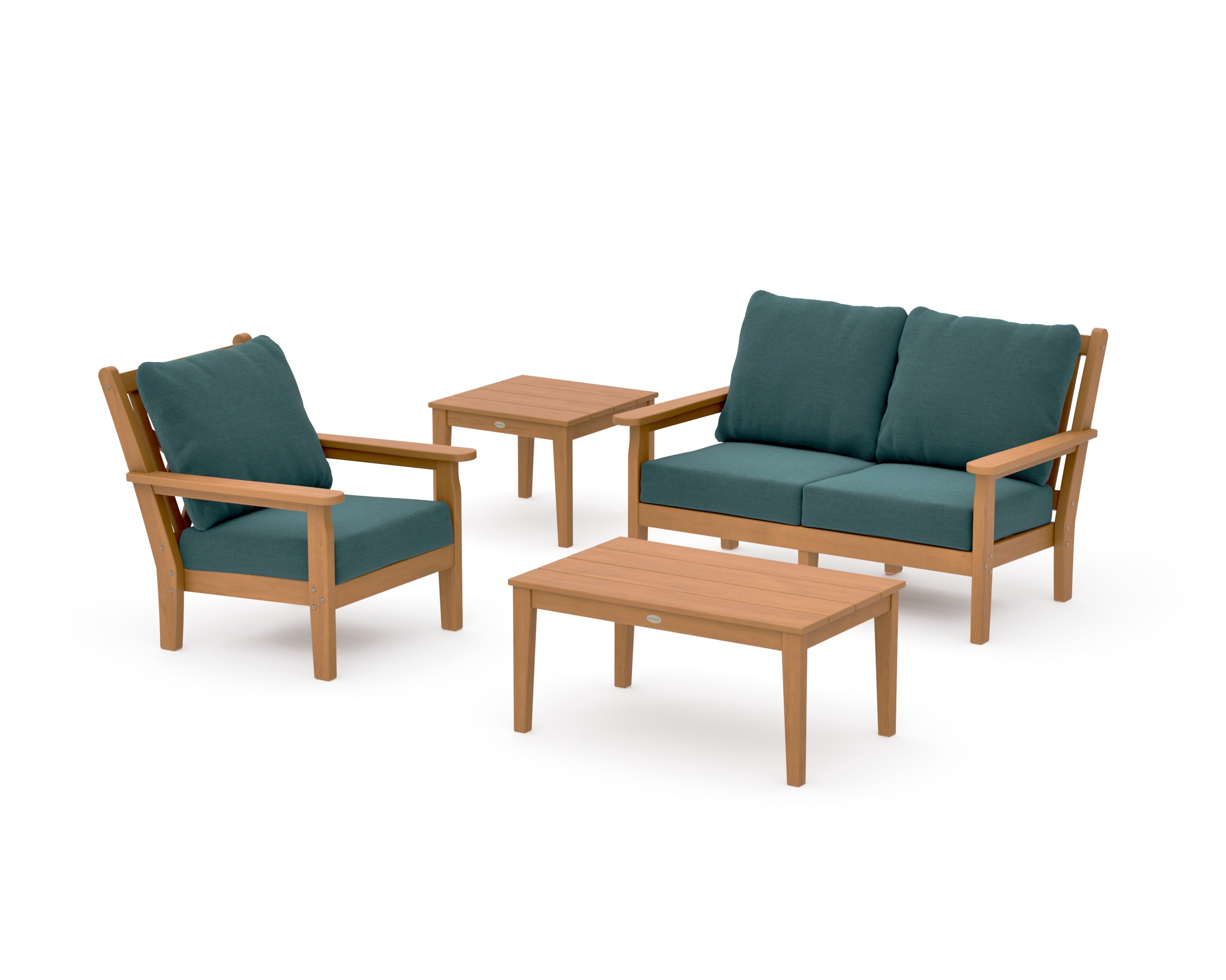 Chippendale 4-Piece Deep Seating Set in Natural / Ocean Teal