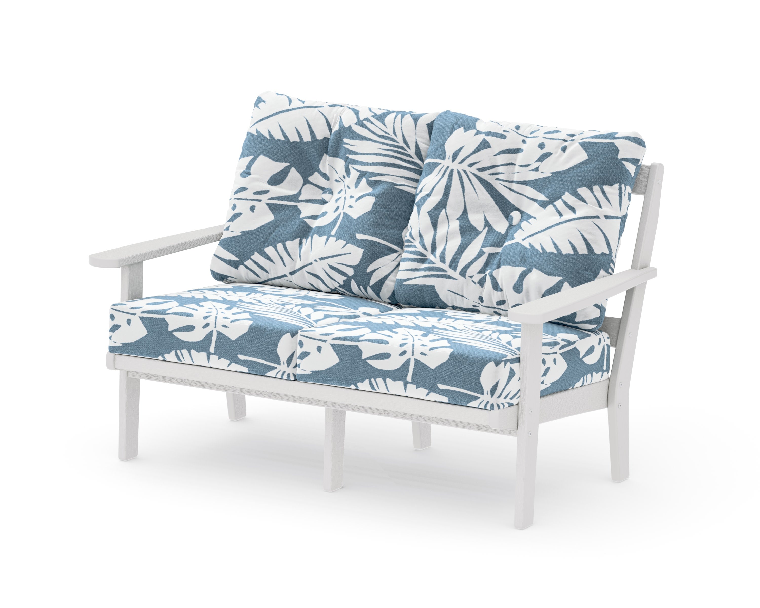 Mission Deep SeatingLoveseat in Vintage White / Leaf Sky Blue