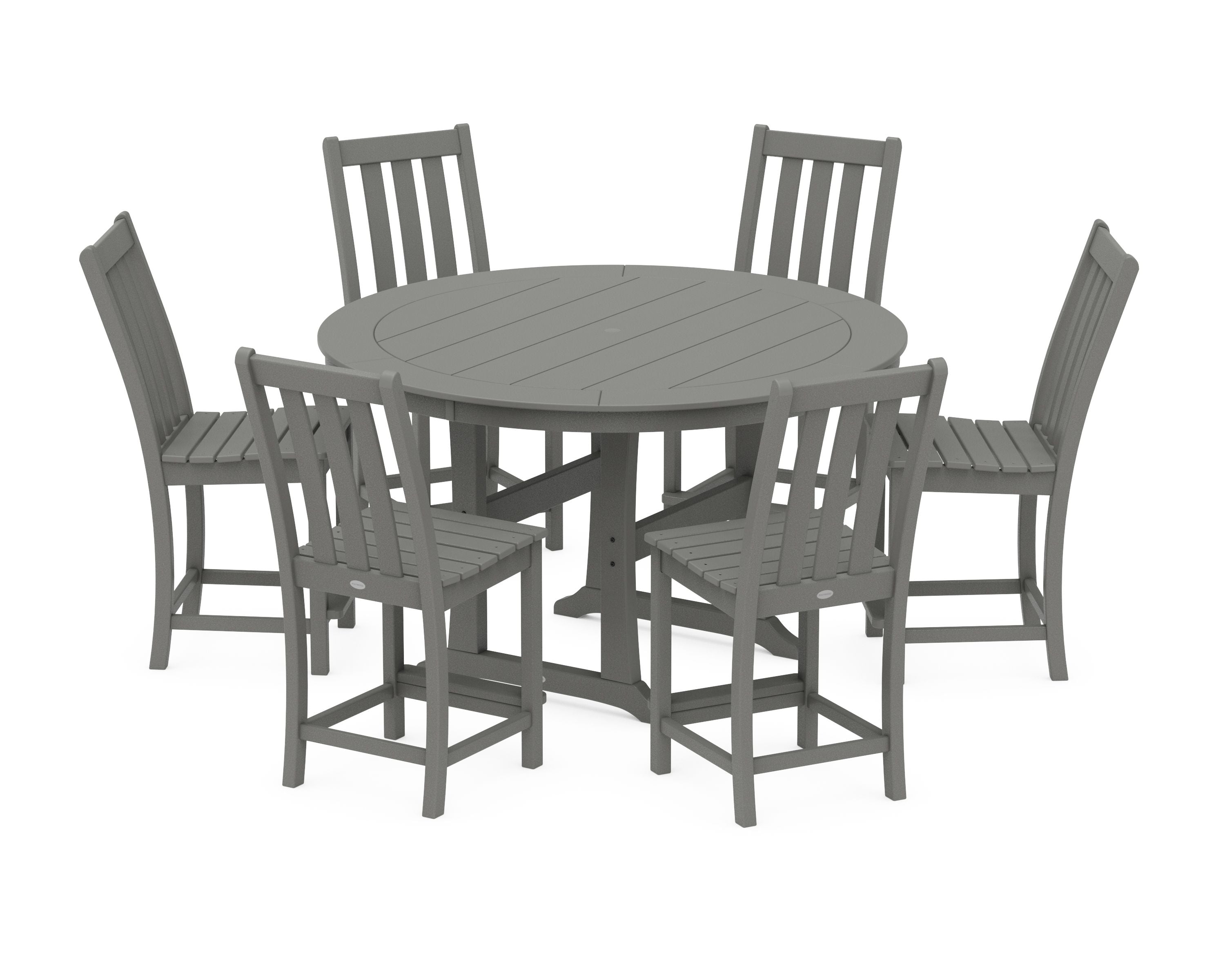 Vineyard 7-Piece Side Chair Round Counter Set in Slate Grey