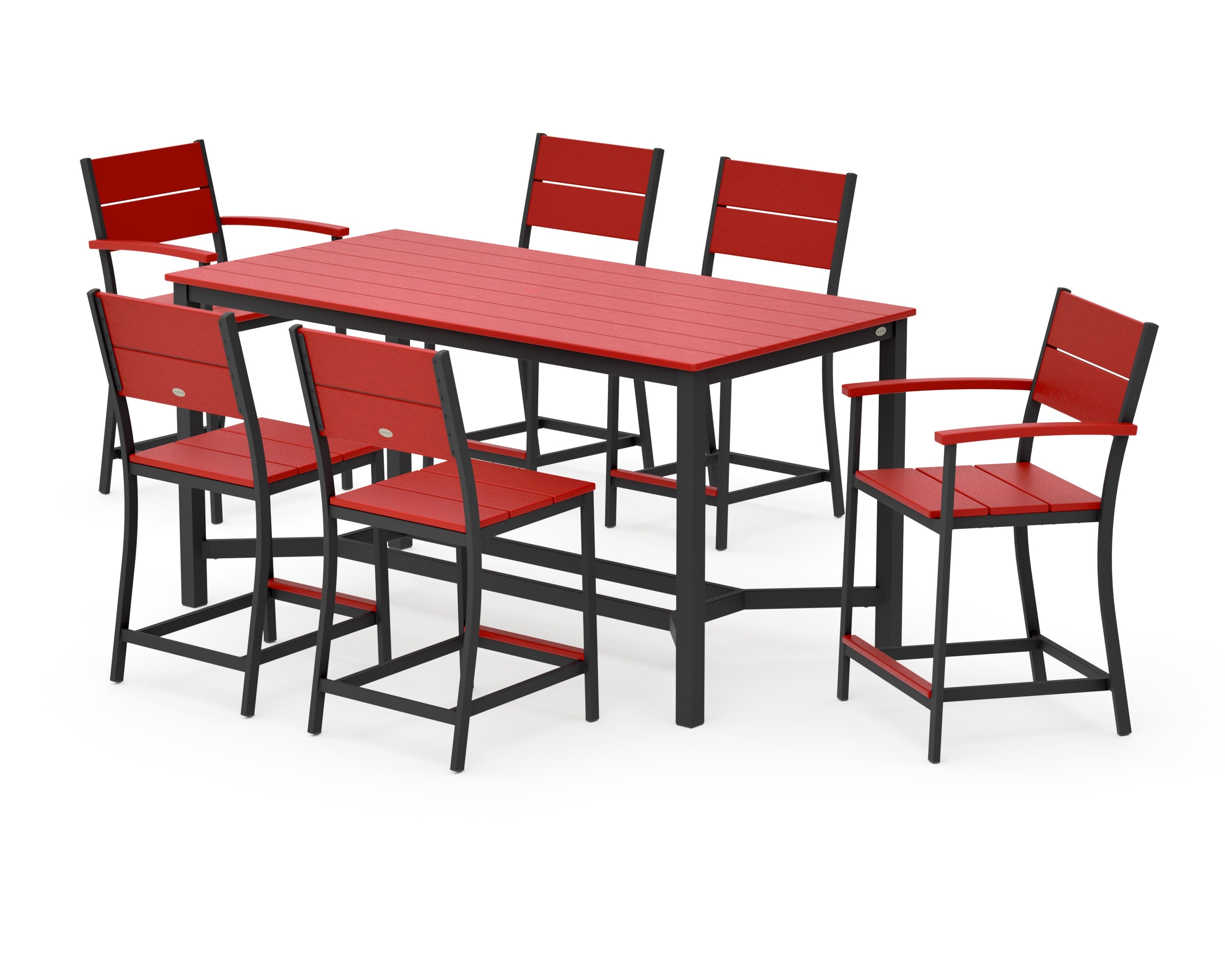 Main Street 7-Piece Counter Set in Black / Sunset Red