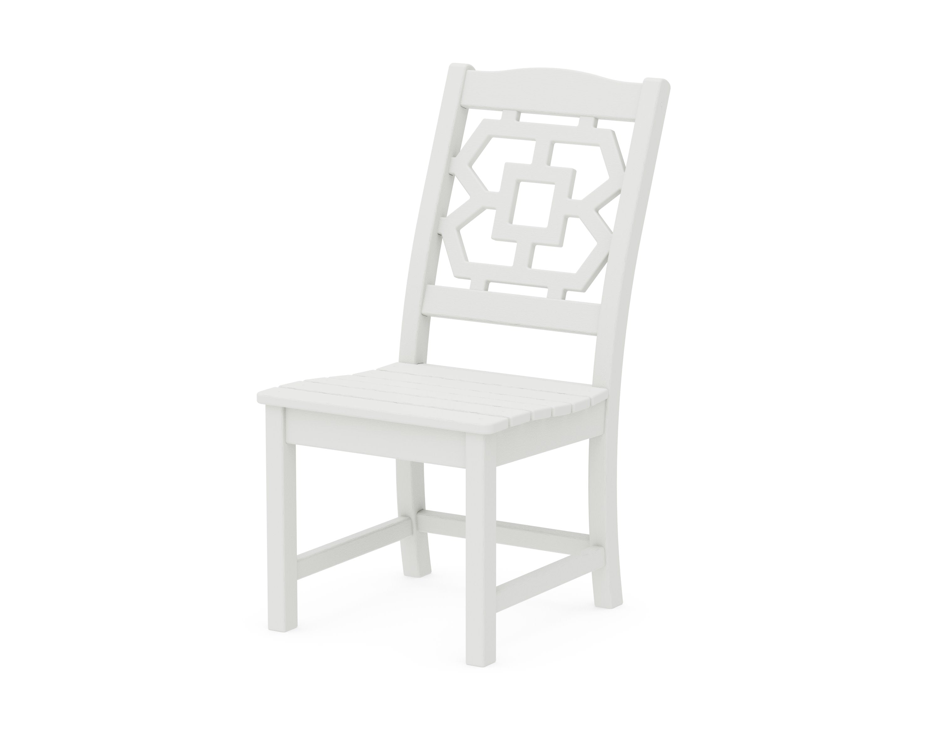 Chinoiserie Dining Side Chair in Vintage White