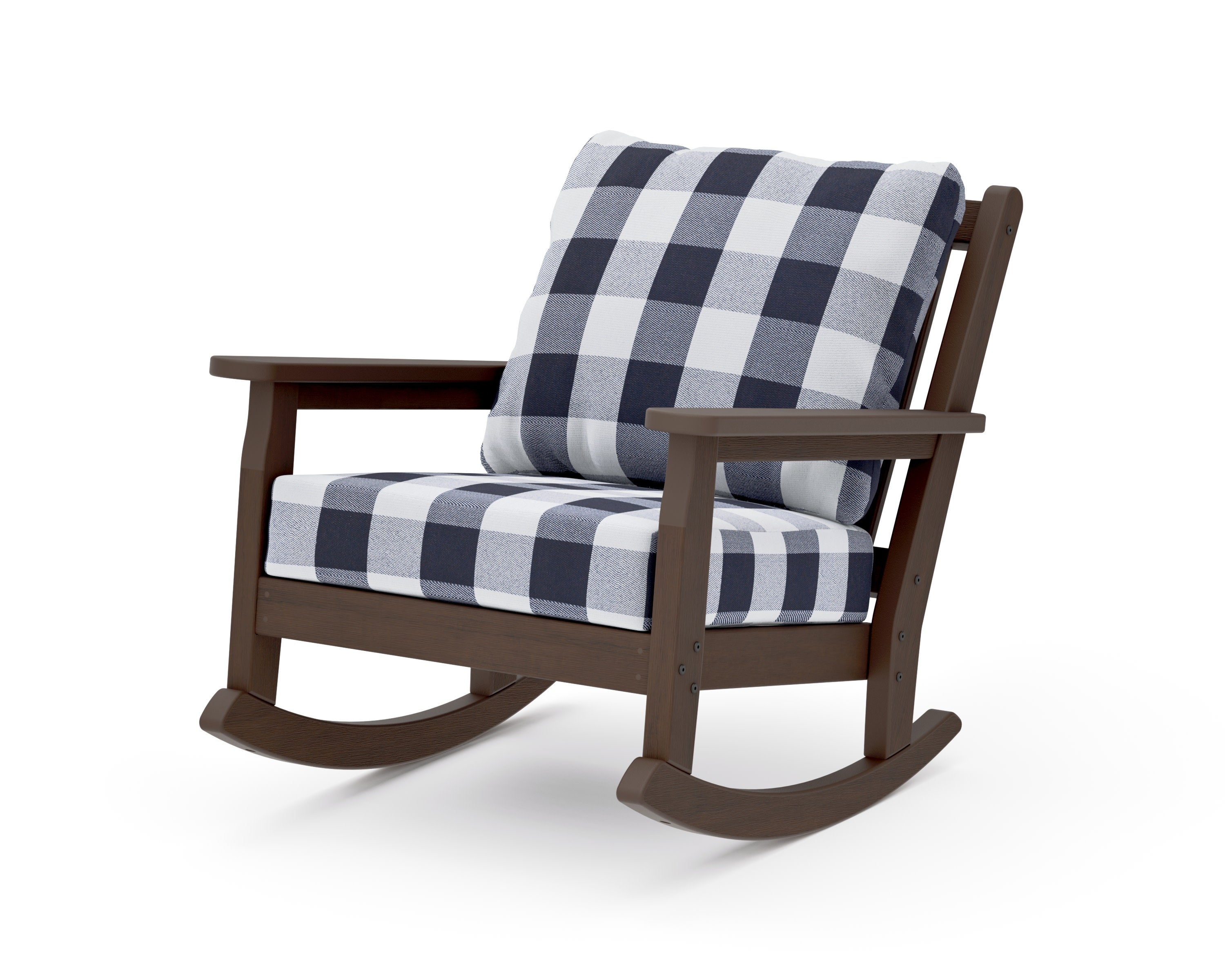 Chippendale Deep Seating Rocking Chair in Kona / Buffalo Plaid Navy