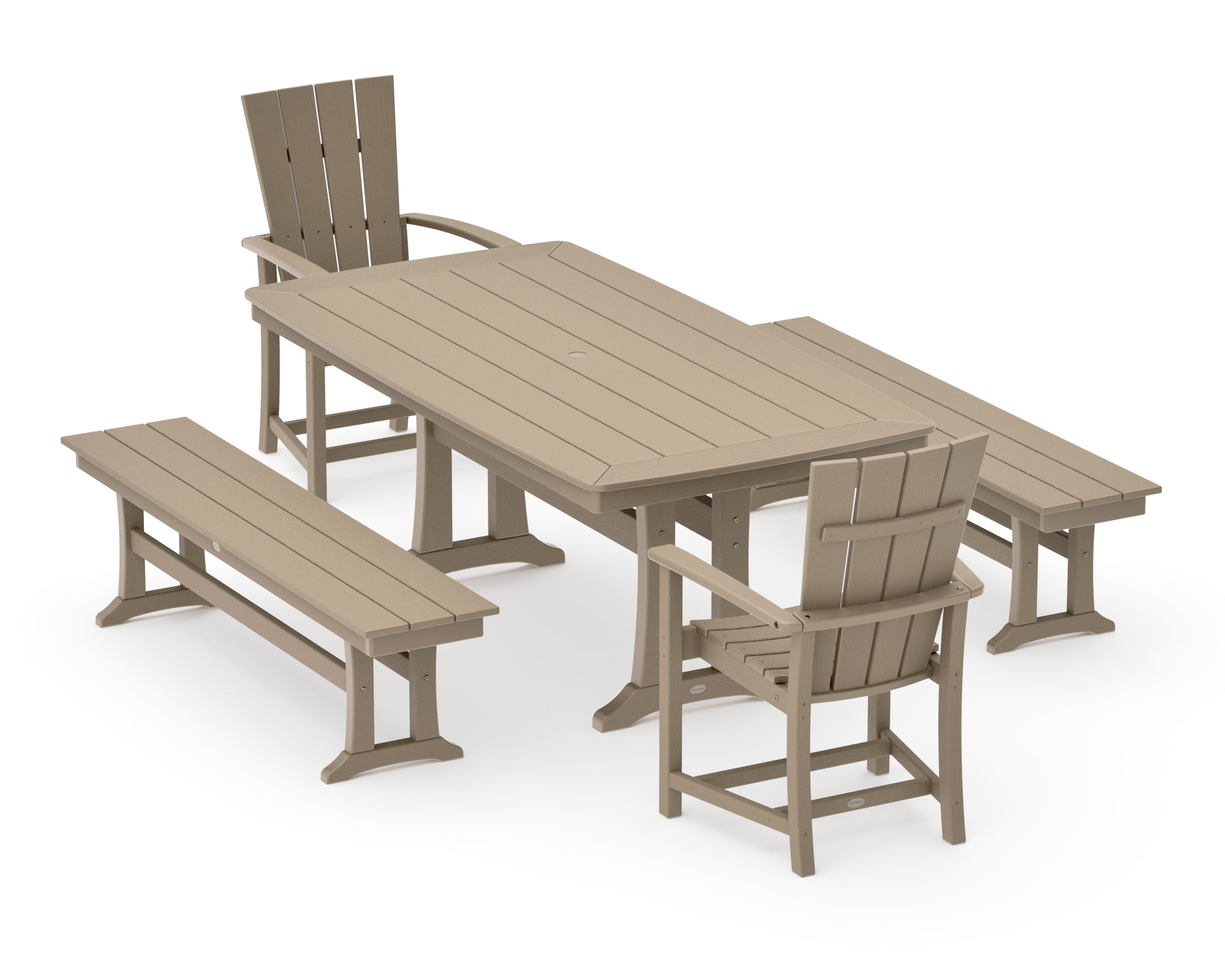 Quattro 5-Piece Dining Set with Trestle Legs in Vintage Sahara