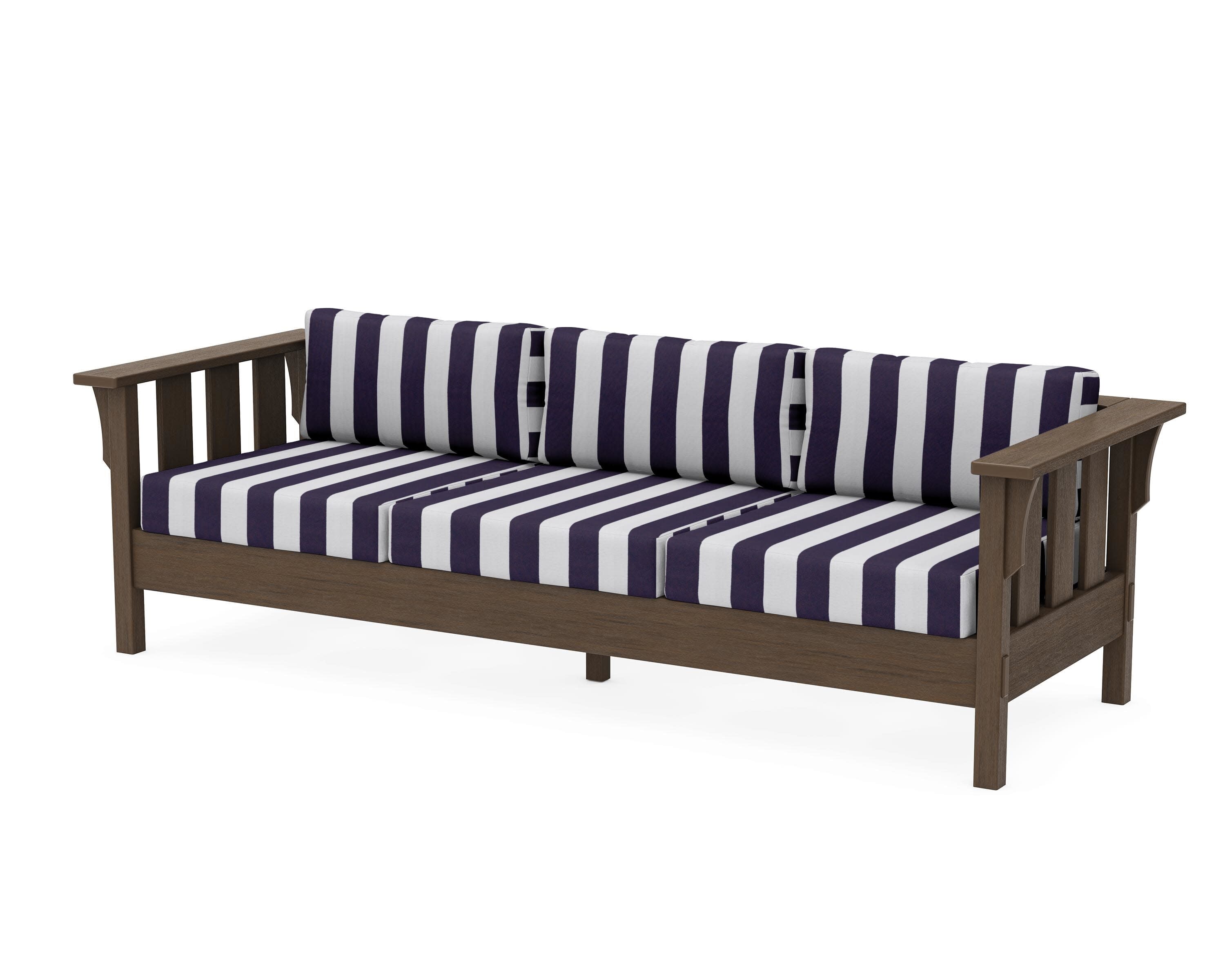 Acadia Deep Seating Sofa in Kona / Cabana Stripe Navy