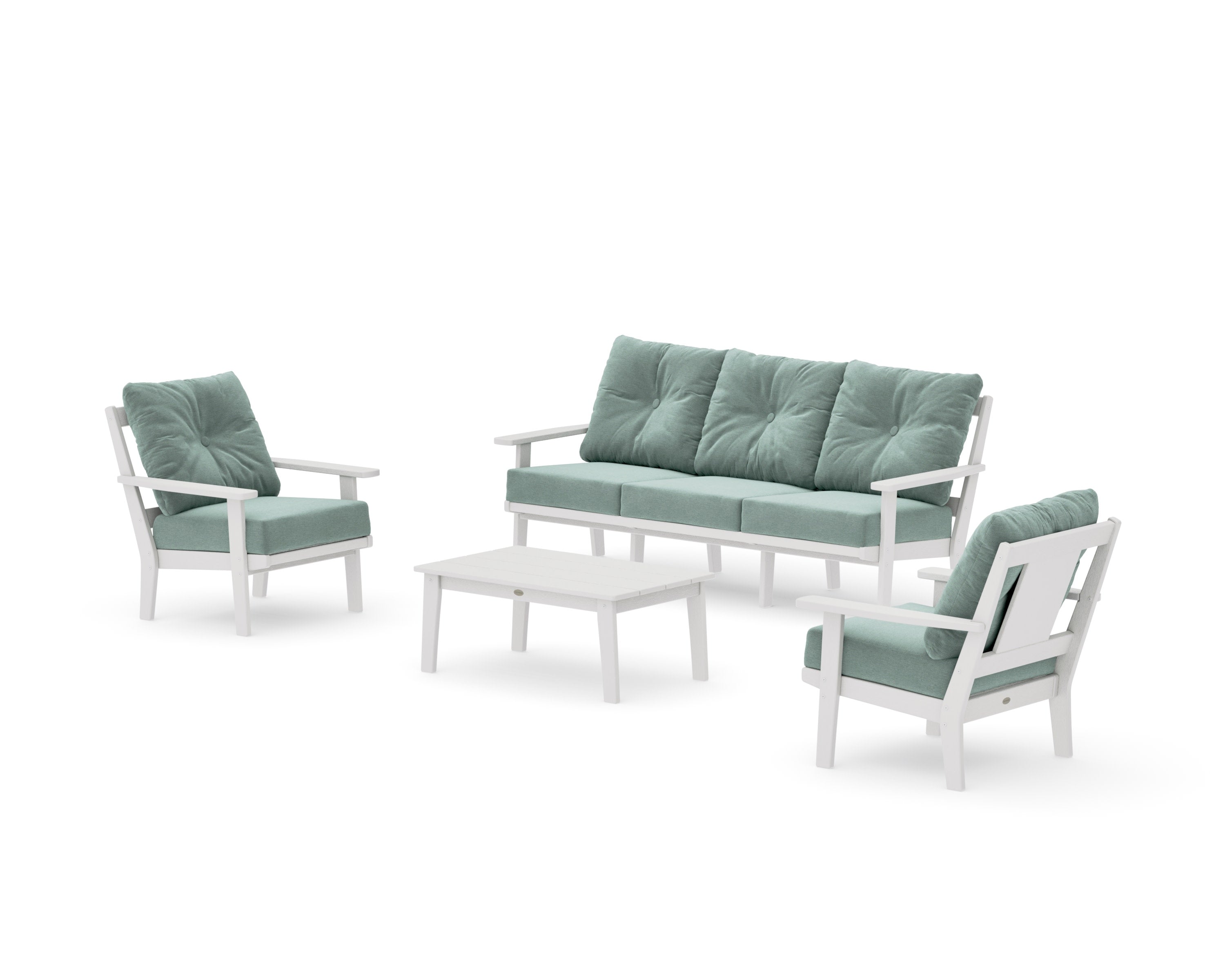 Prairie 4-Piece Deep Seating Set with Sofa in Vintage White / Glacier Spa