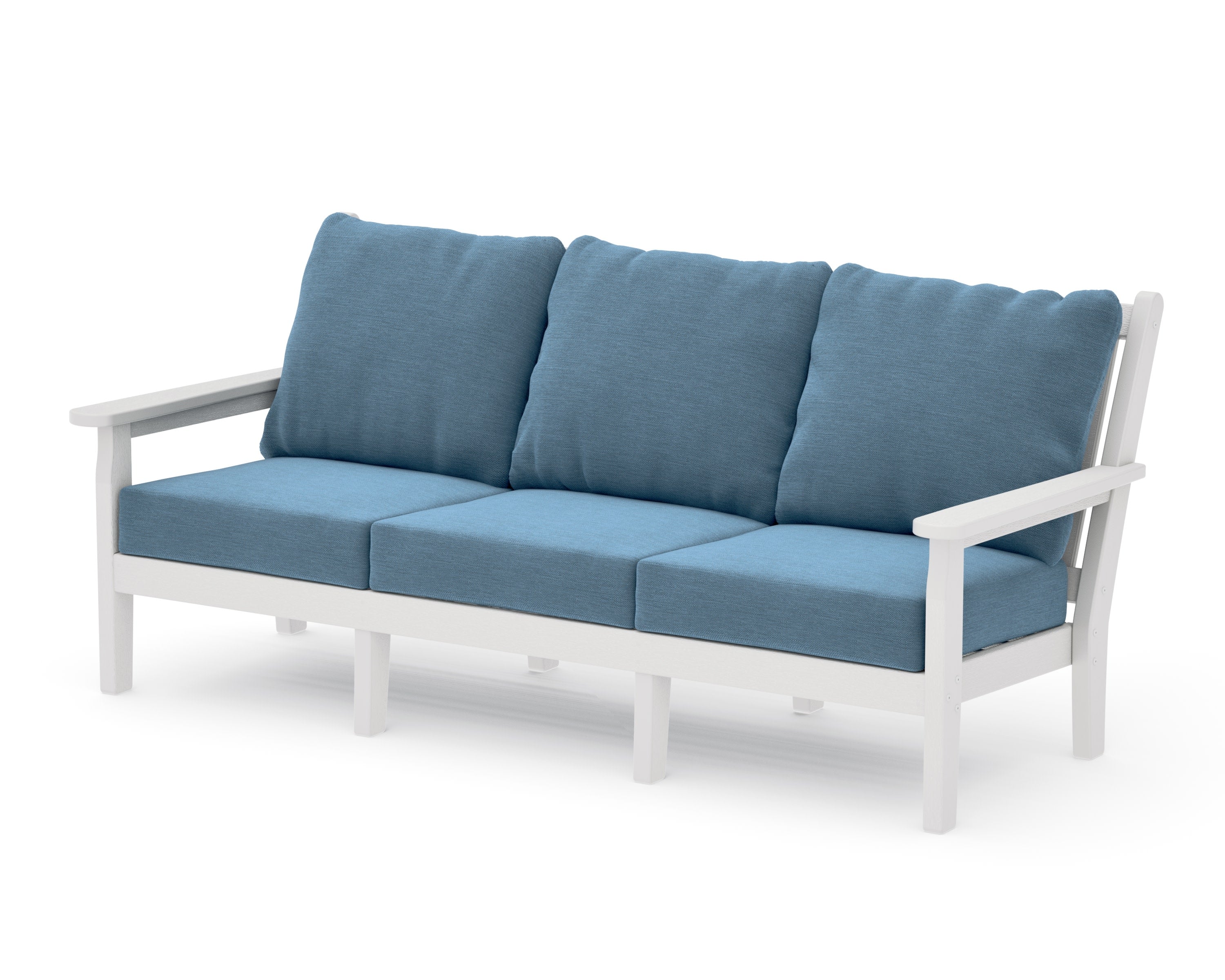 Chippendale Deep Seating Sofa in Vintage White / Sky Blue