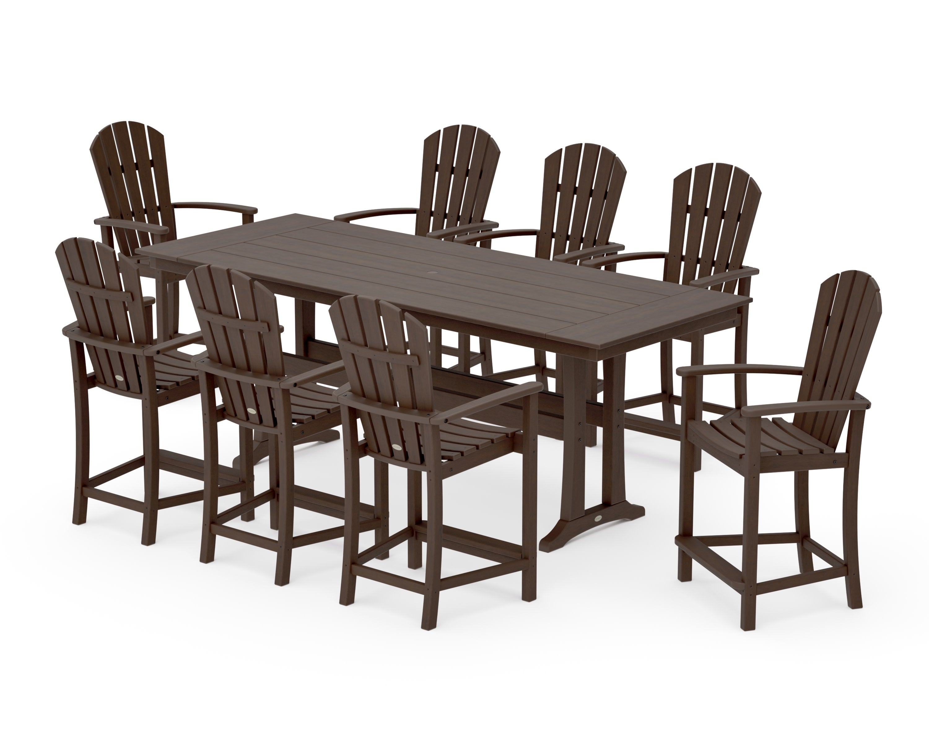 Palm Coast 9-Piece Farmhouse Counter Set with Trestle Legs in Kona