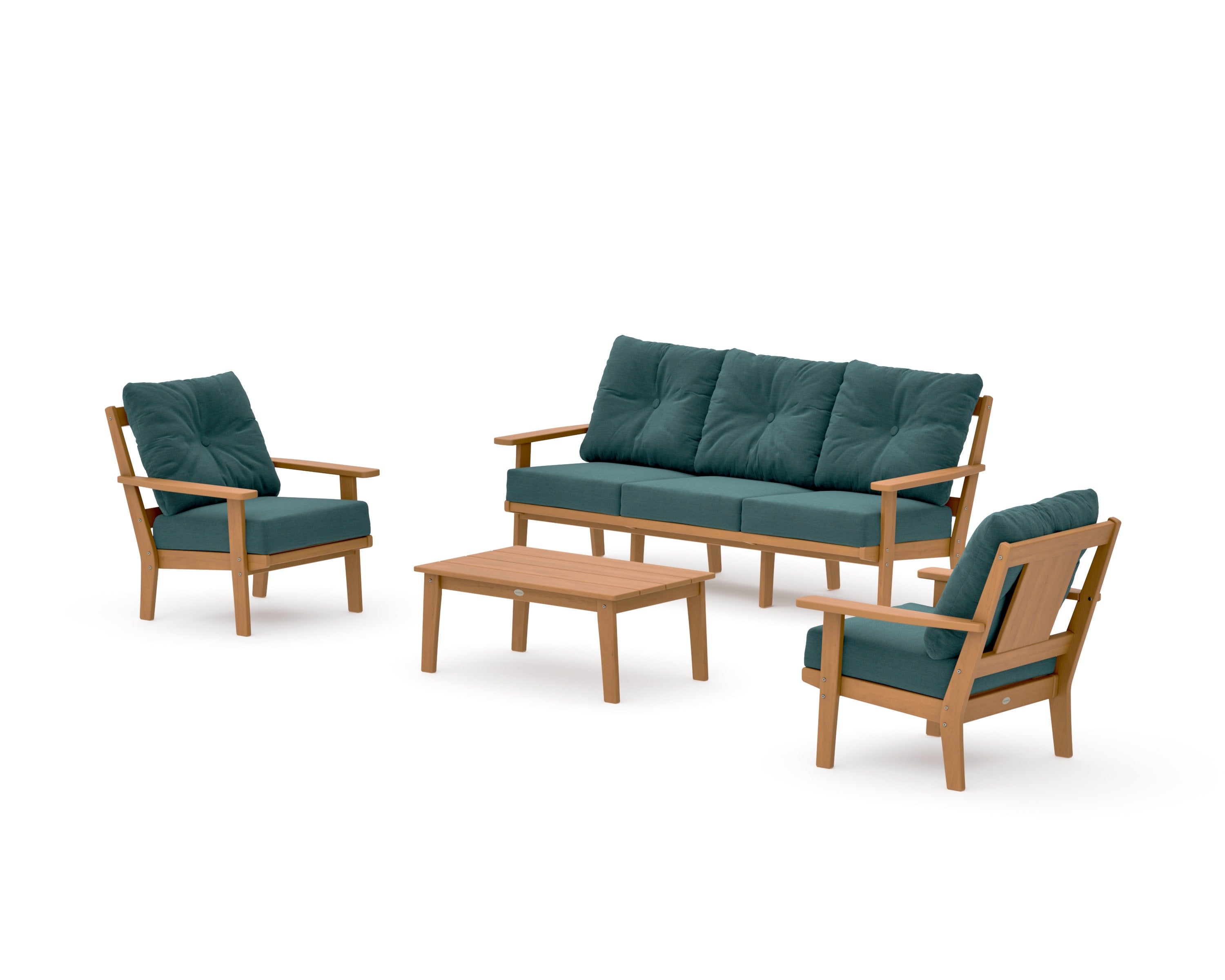 Prairie 4-Piece Deep Seating Set with Sofa in Natural / Ocean Teal