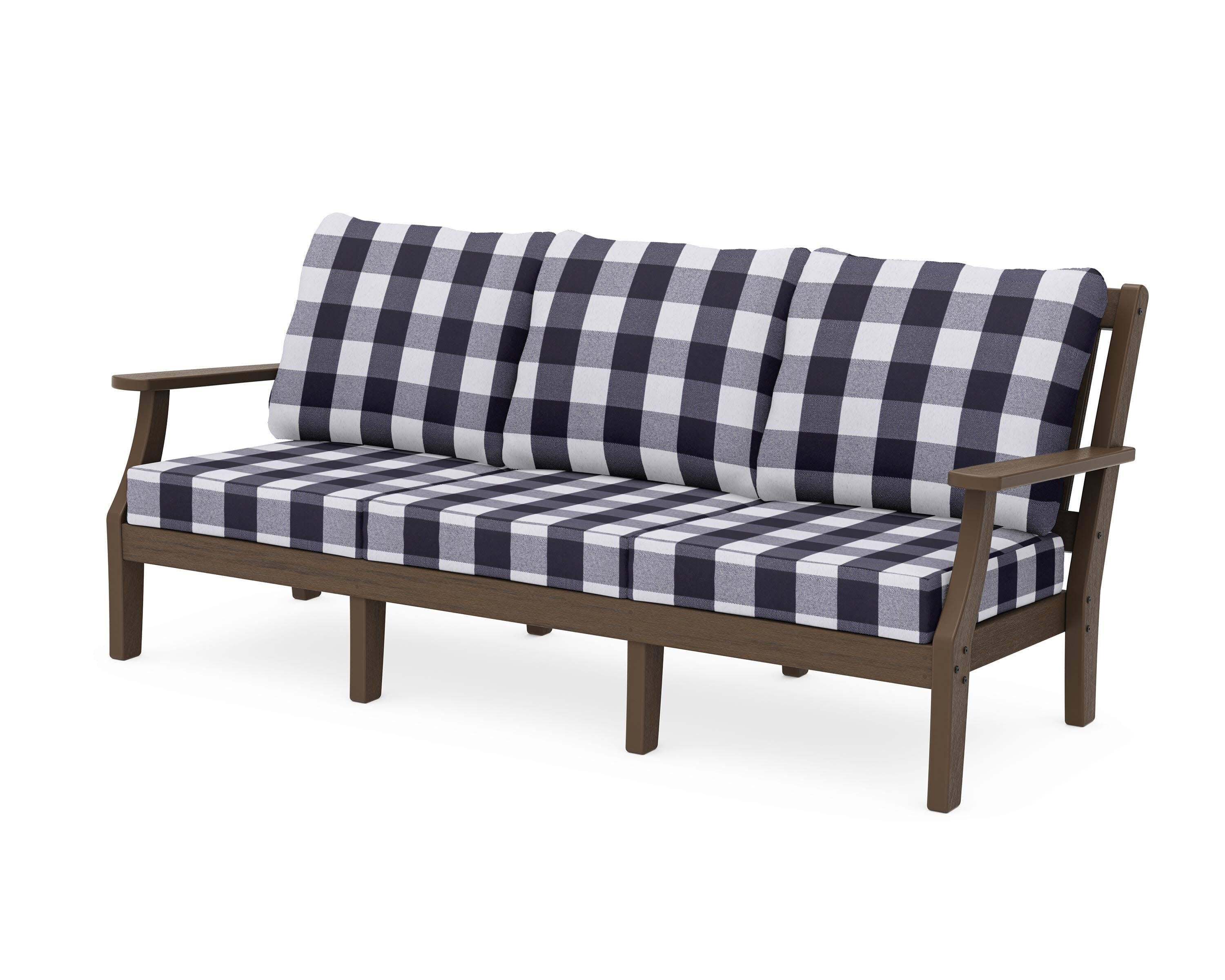 Chinoiserie Deep Seating Sofa in Kona / Buffalo Plaid Navy