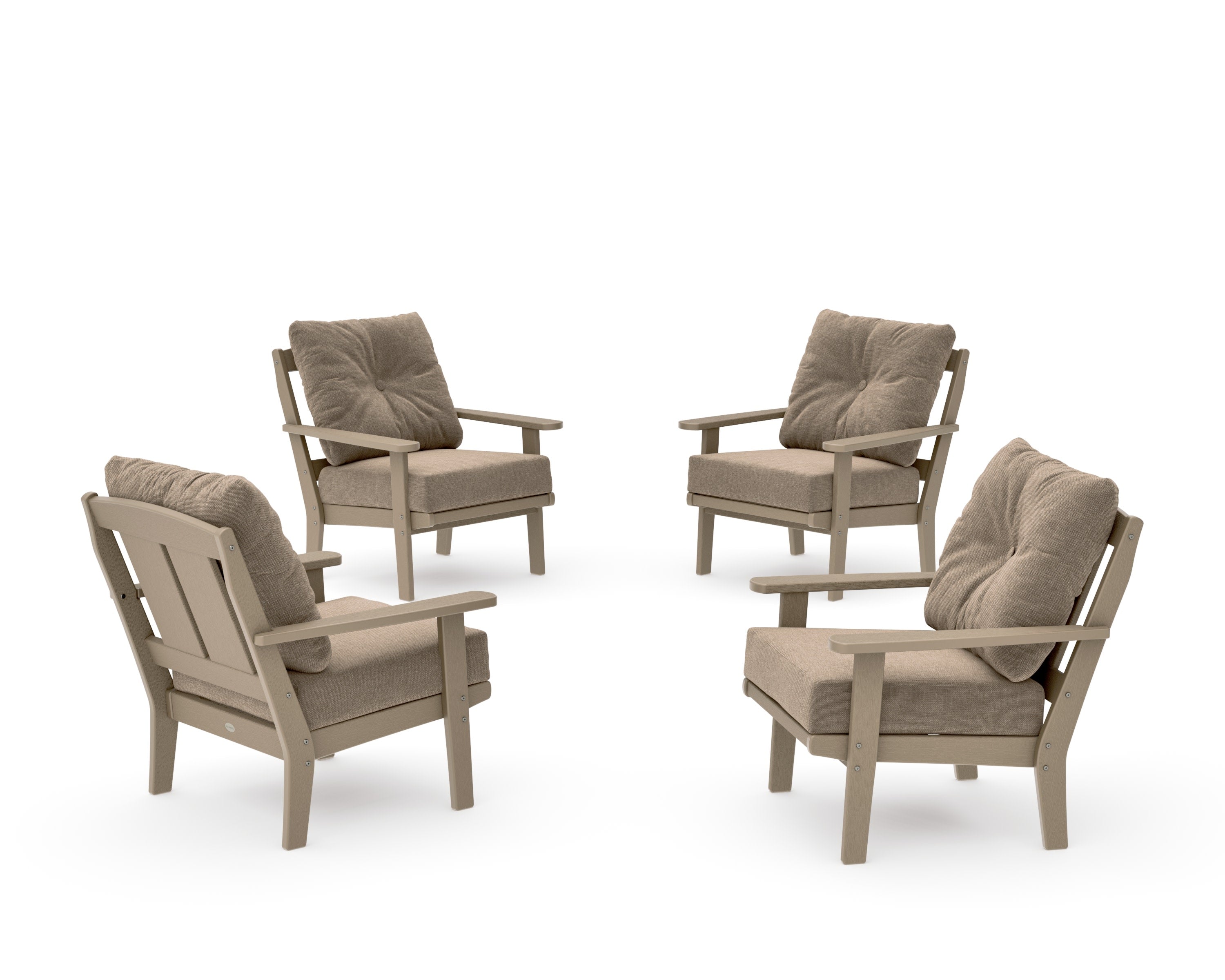 Mission 5-Piece Deep Seating Set with Fire Pit Table in Vintage Sahara / Spiced Burlap