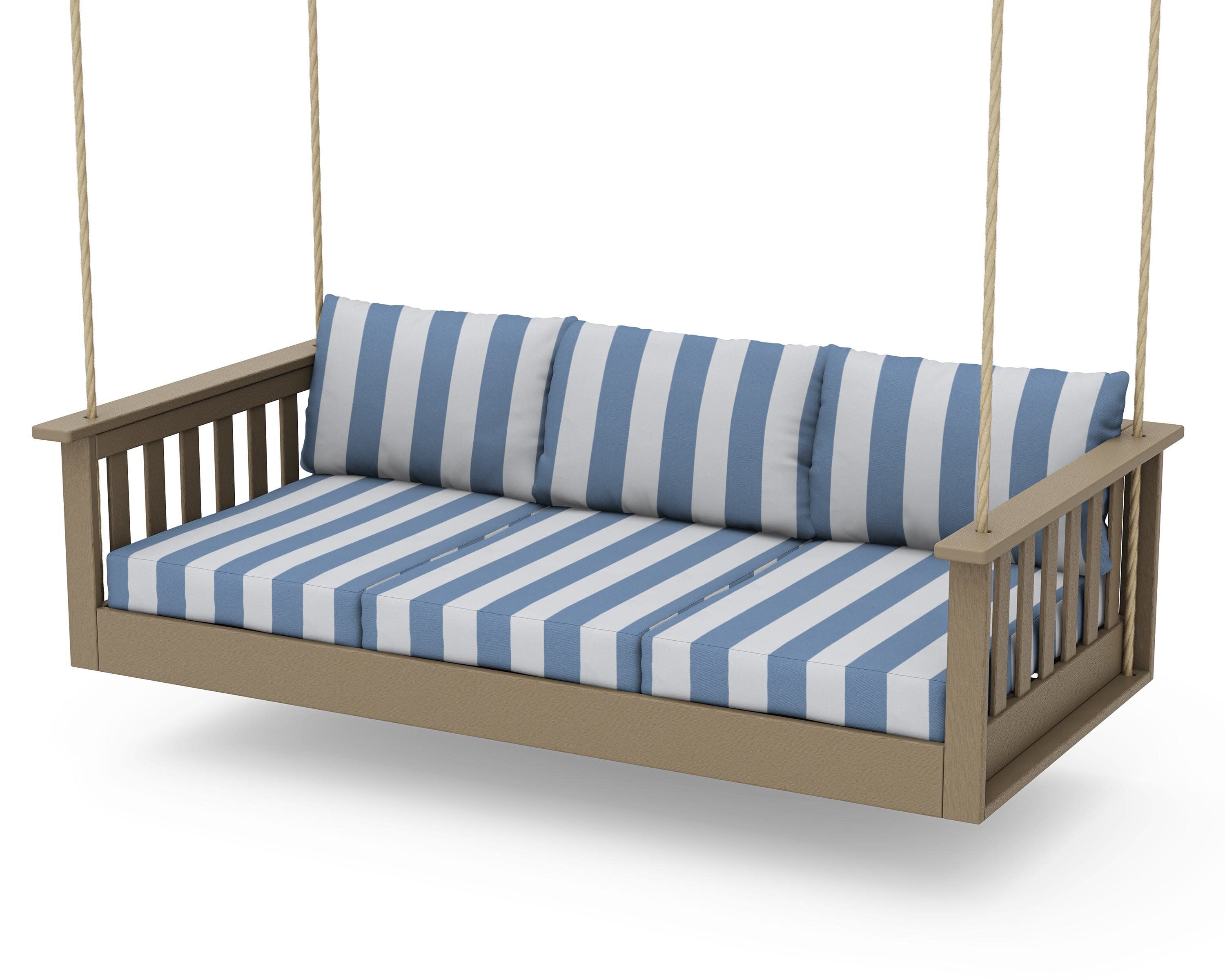 Vineyard Daybed Swing in Vintage Sahara / Cabana Stripe Sky Blue