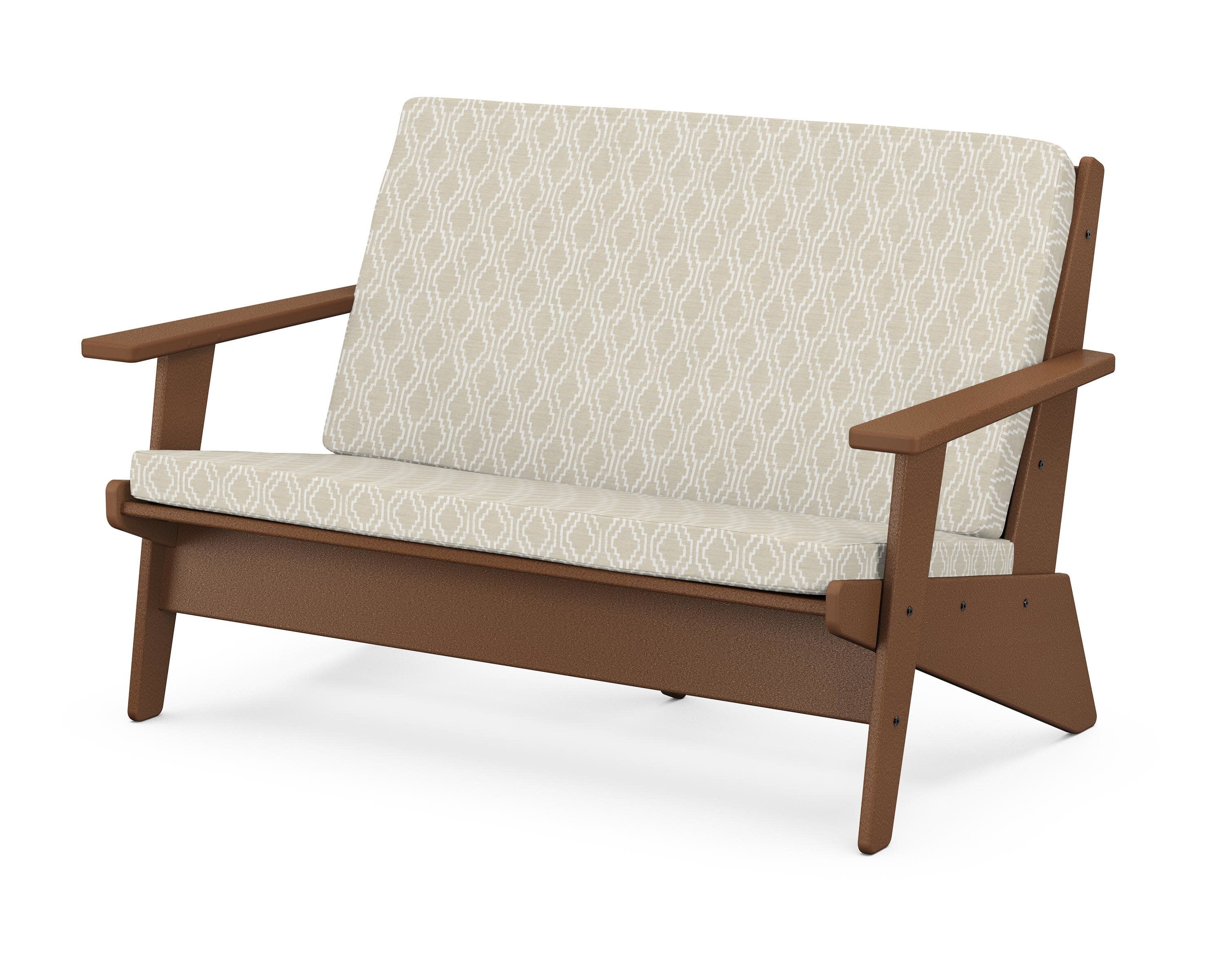 Riviera Modern Lounge Loveseat in Teak / Solve Linen