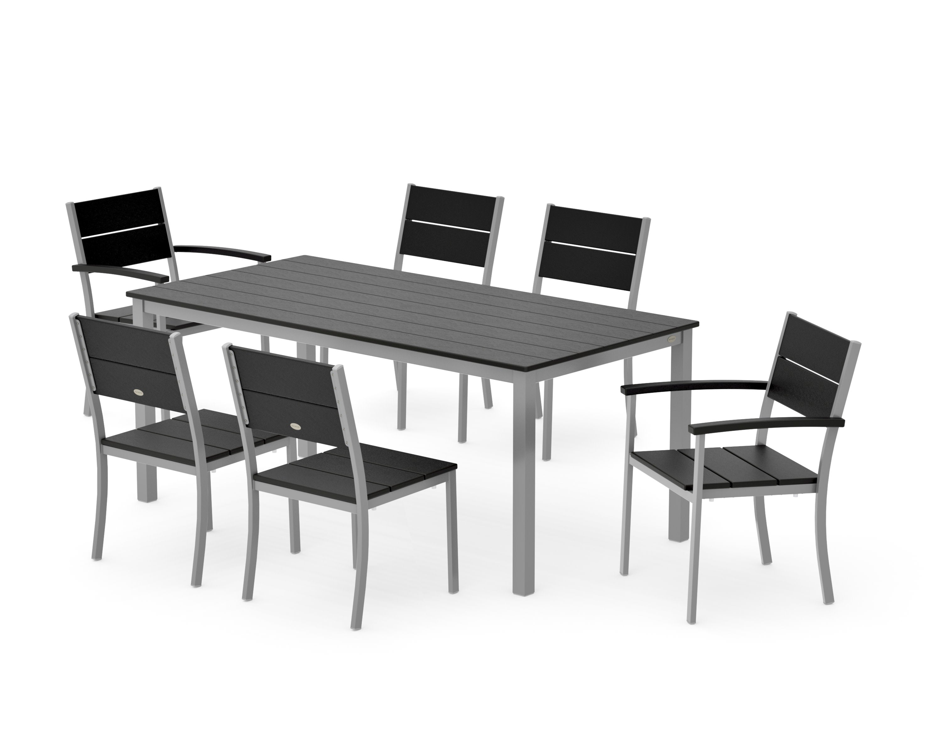 Main Street 7-Piece Dining Set in Silver / Black