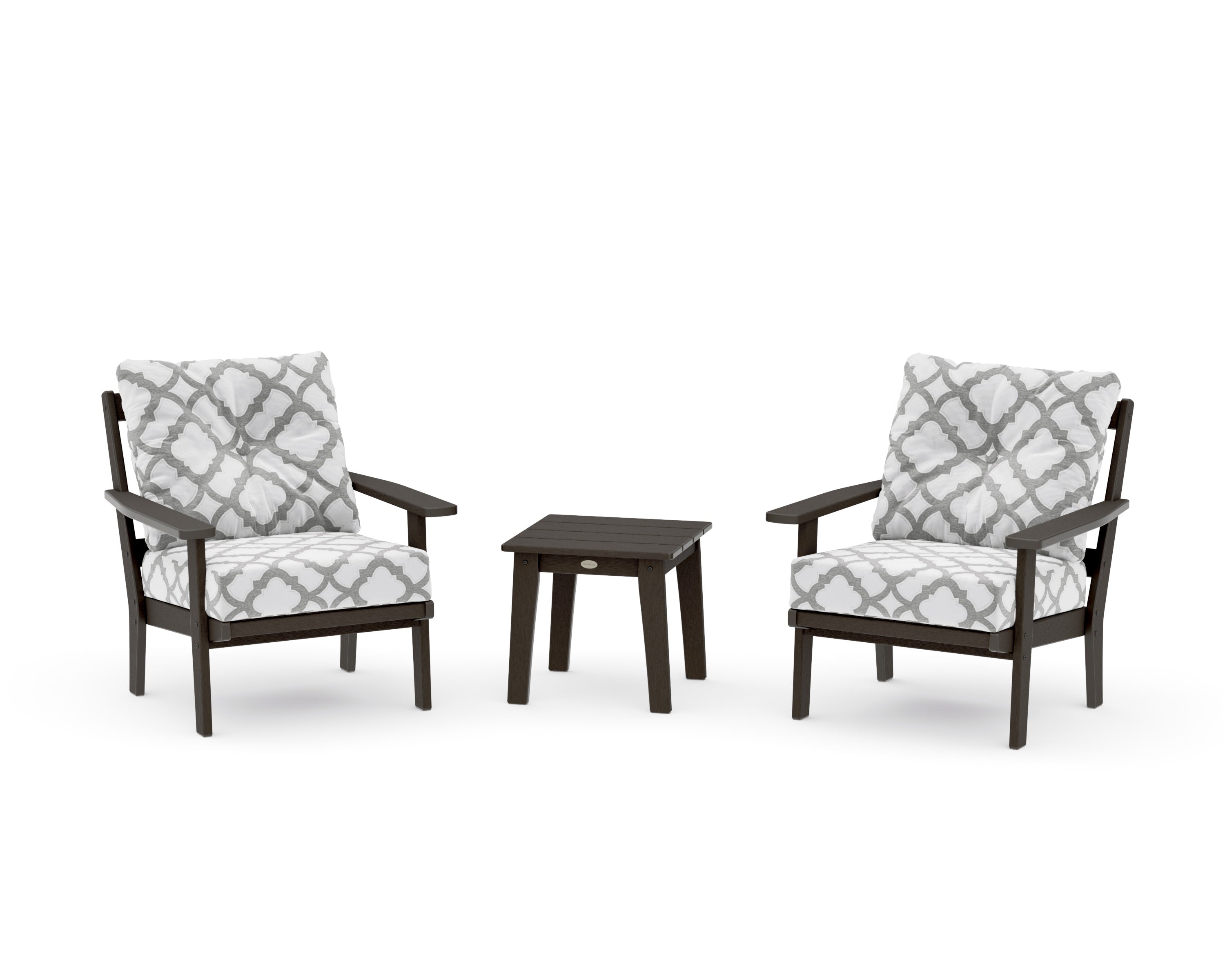 Prairie 3-Piece Deep Seating Set in Vintage Coffee / Trellis Grey Mist