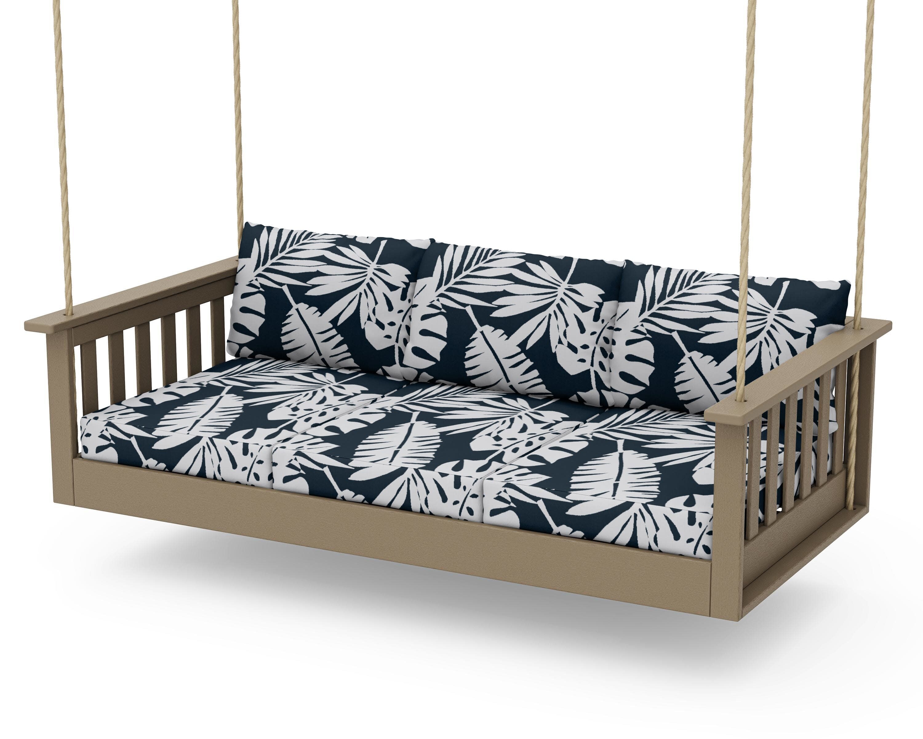 Vineyard Daybed Swing in Vintage Sahara / Leaf Marine Indigo