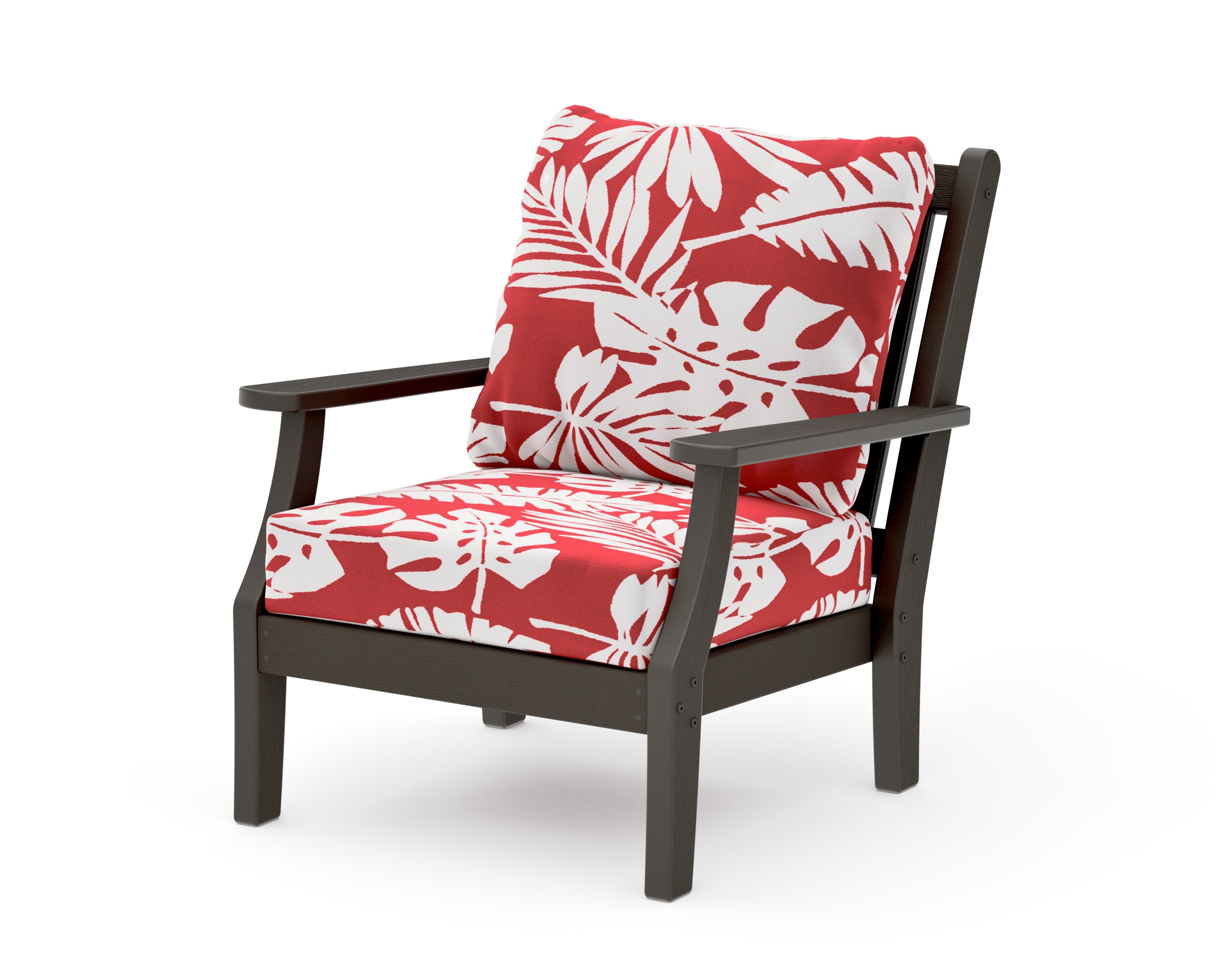 Wovendale Deep Seating Chair in Vintage Coffee / Leaf Crimson