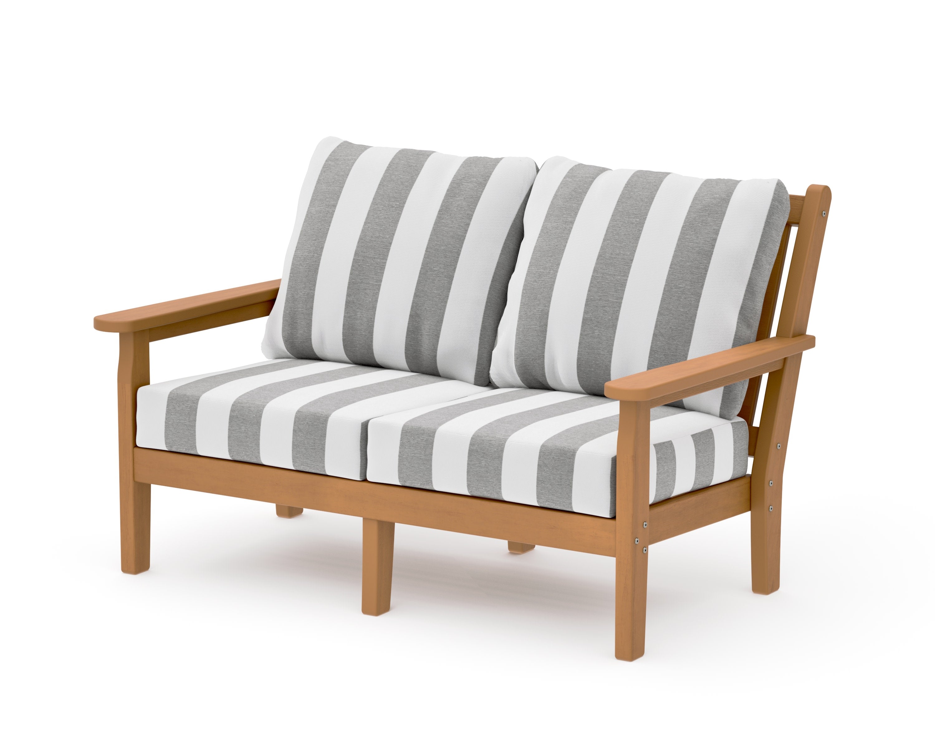 Chippendale Deep Seating Loveseat in Natural / Cabana Stripe Grey Mist