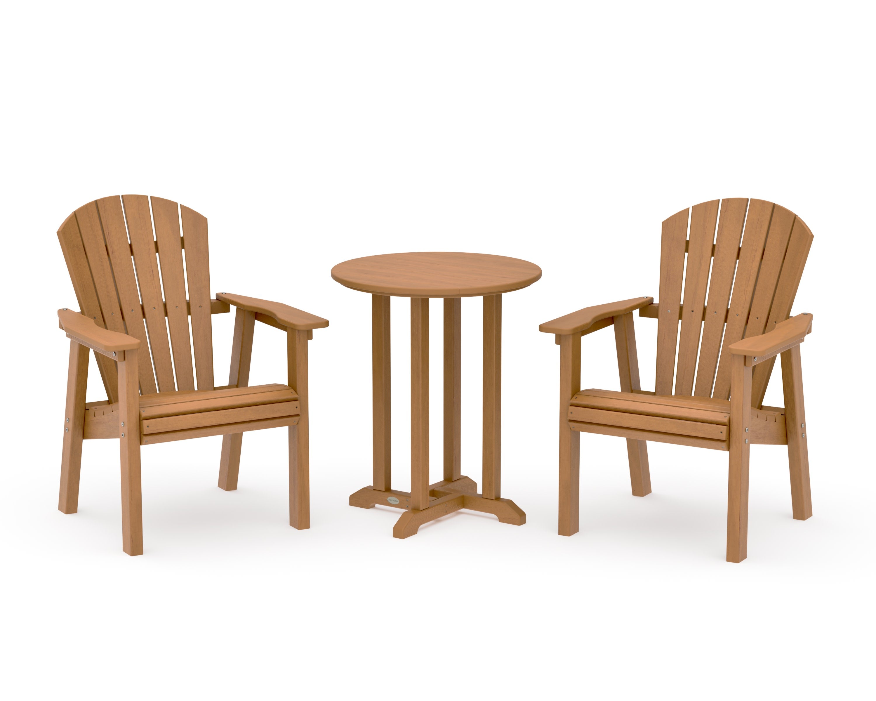 Seashell 3-Piece Round Farmhouse Bistro Dining Set in Natural