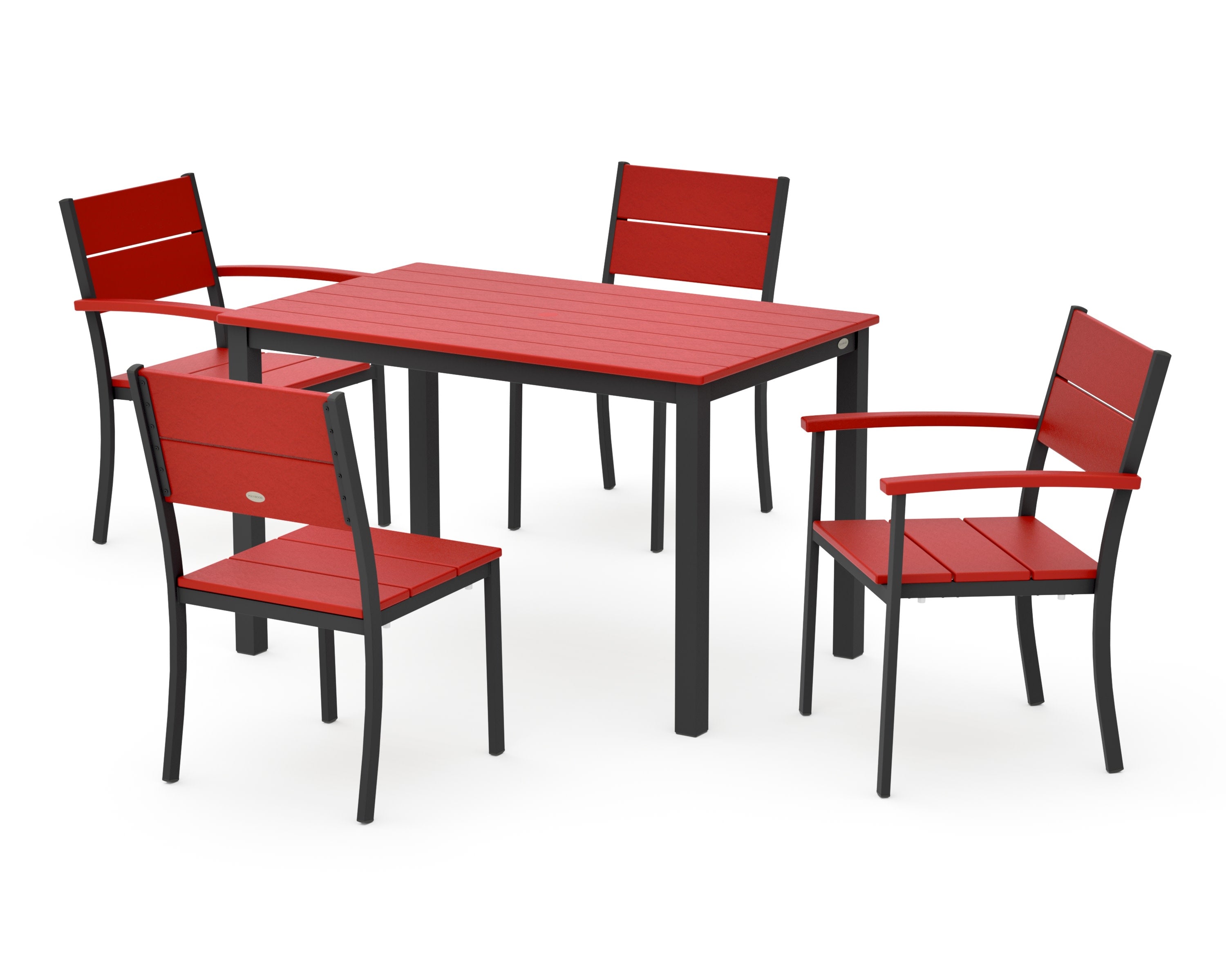 Main Street 5-Piece Dining Set in Black / Sunset Red