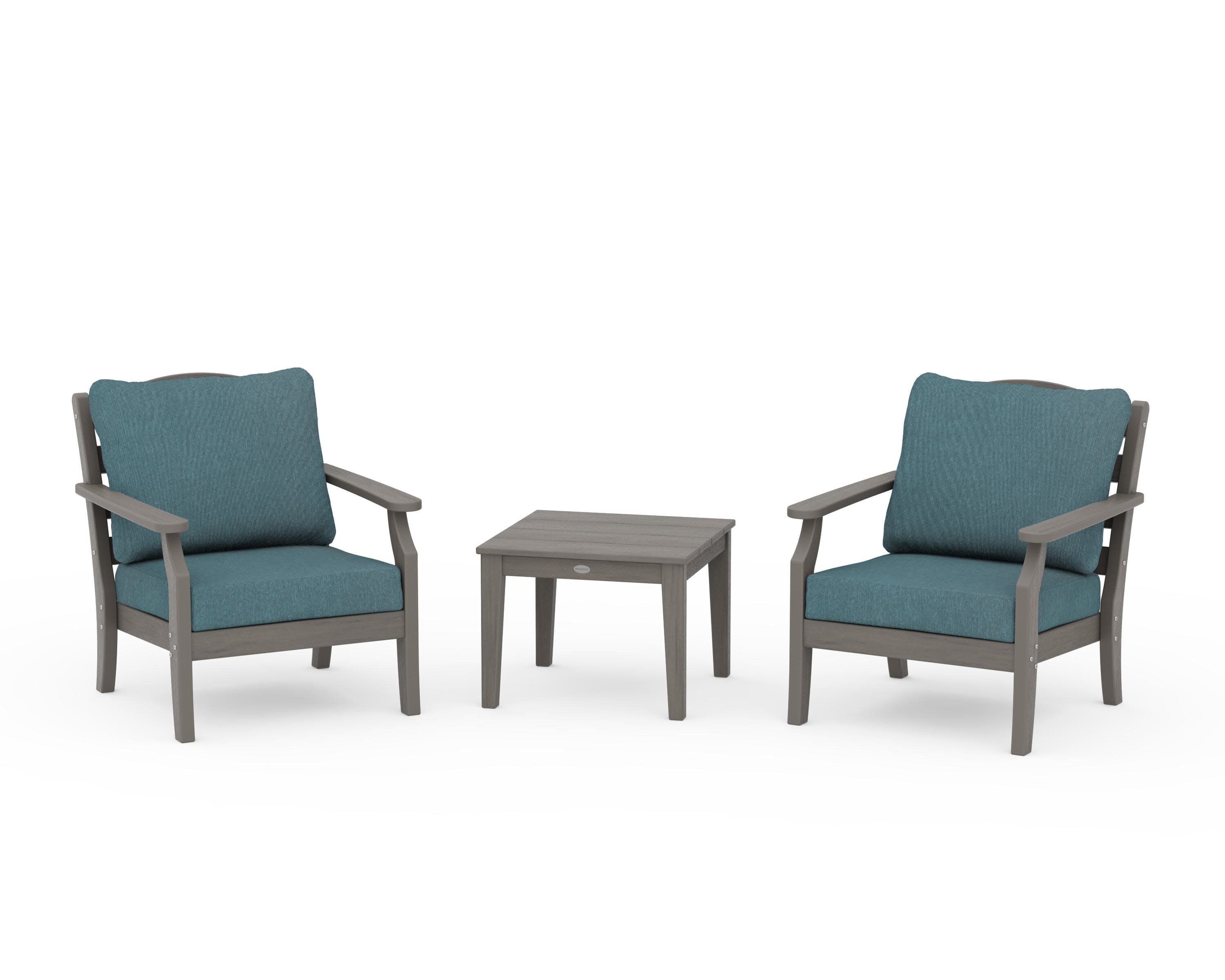 Savannah 3-Piece Deep Seating Set in Driftwood / Ocean Teal