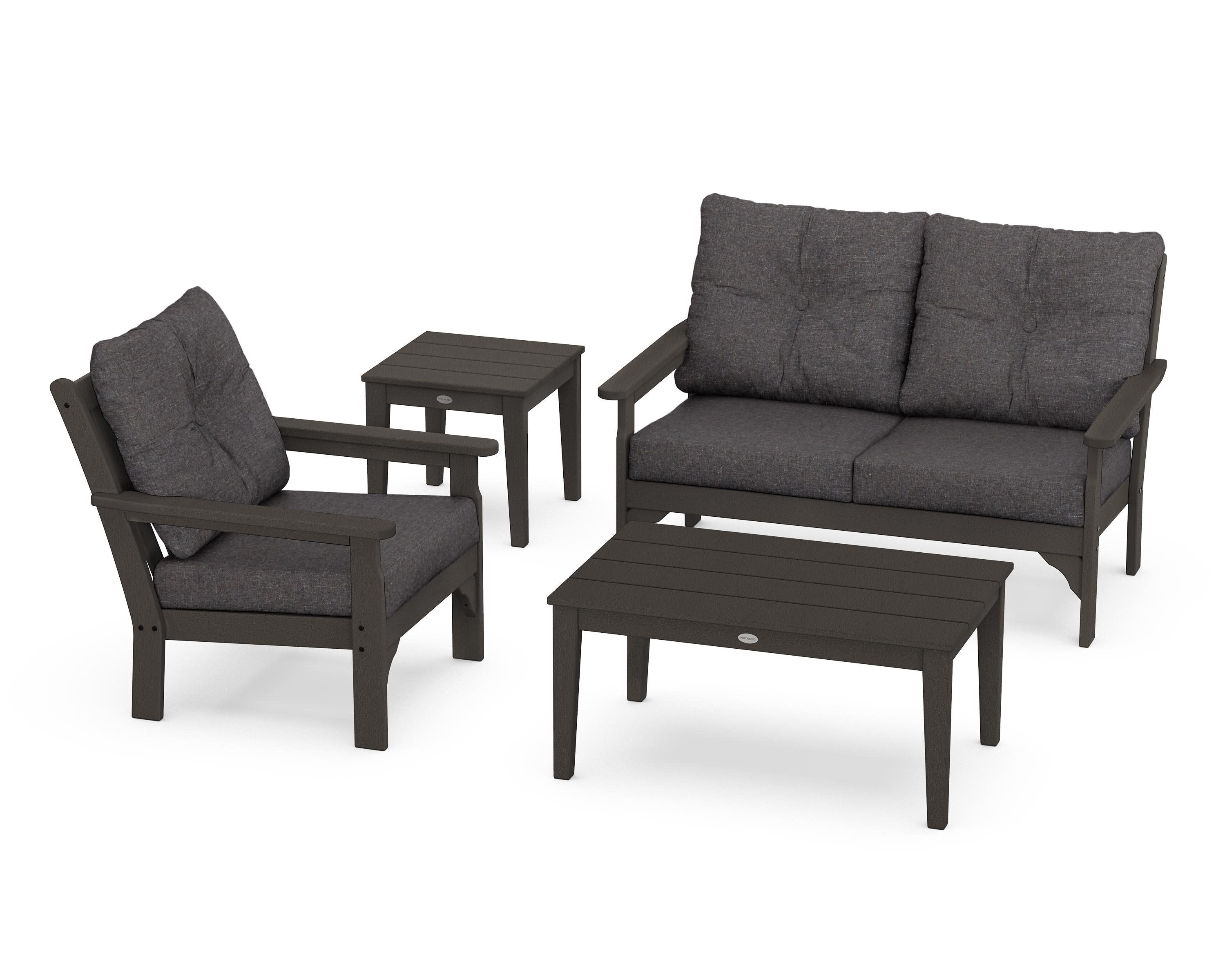 Vineyard 4-Piece Deep Seating Set in Vintage Coffee / Ash Charcoal