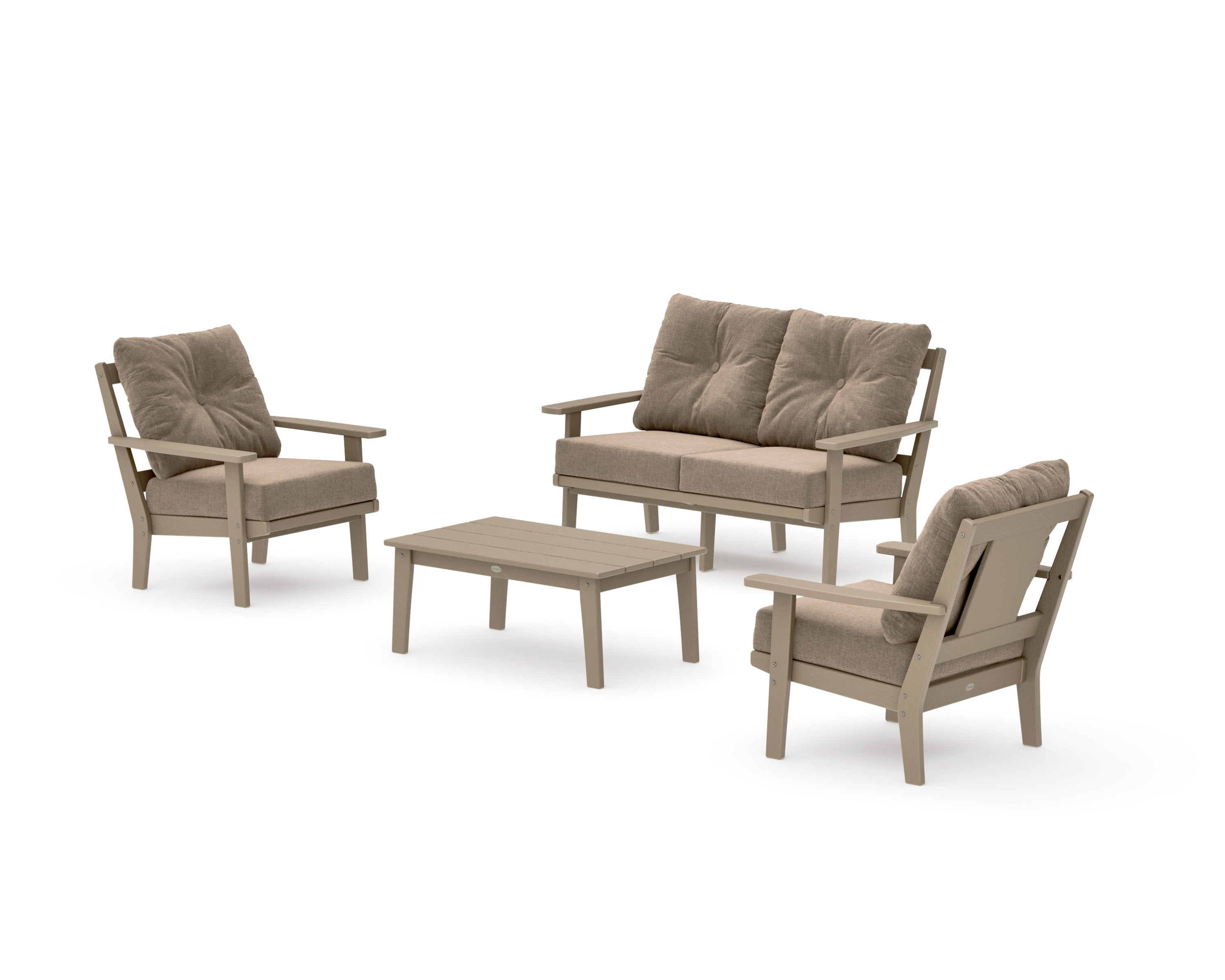 Prairie 4-Piece Deep Seating Set with Loveseat in Vintage Sahara / Spiced Burlap