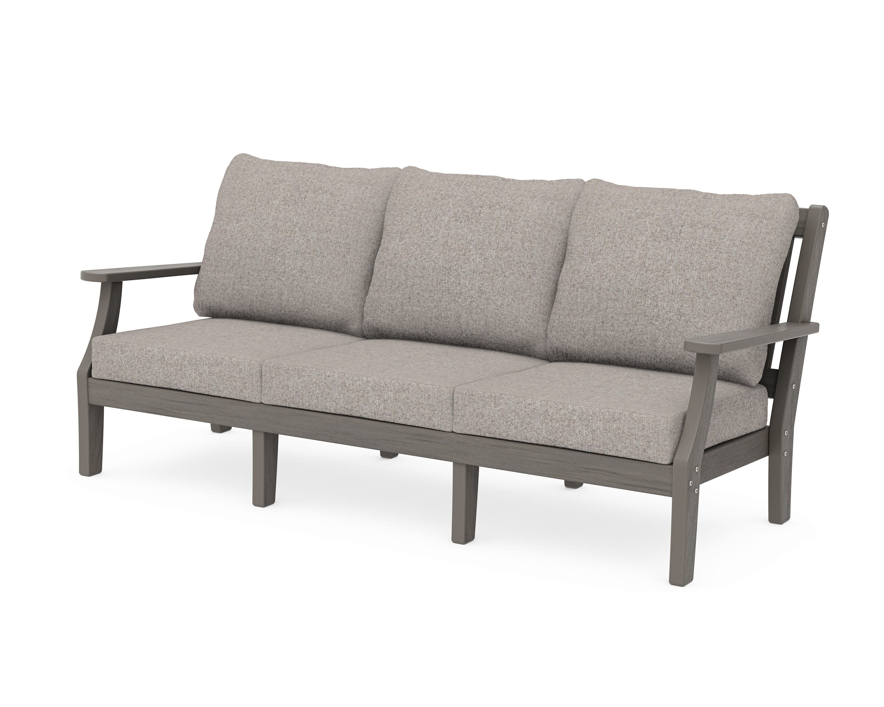 Chinoiserie Deep Seating Sofa in Driftwood / Weathered Tweed