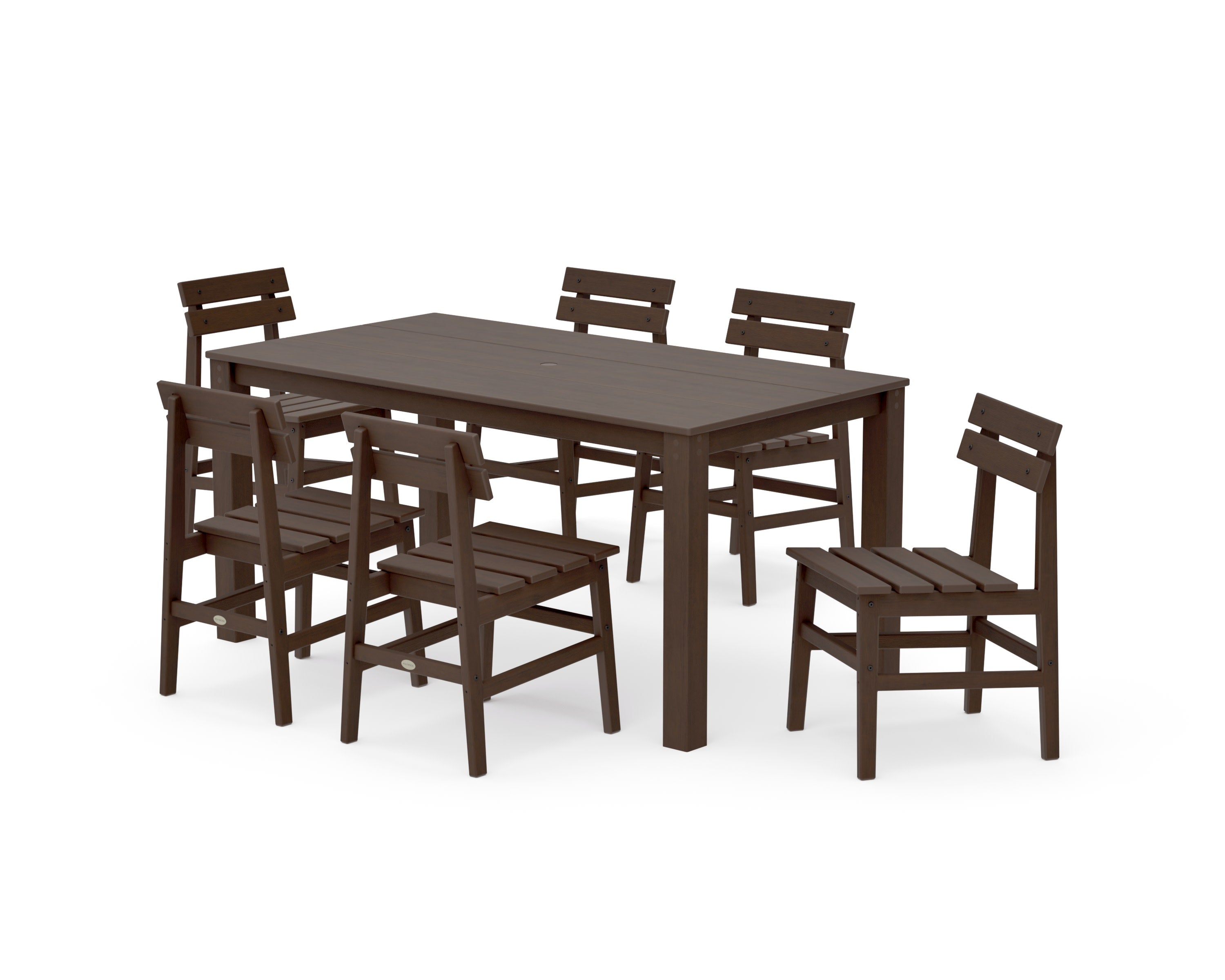 Modern Studio Plaza Chair 7-Piece Parsons Table Dining Set in Kona