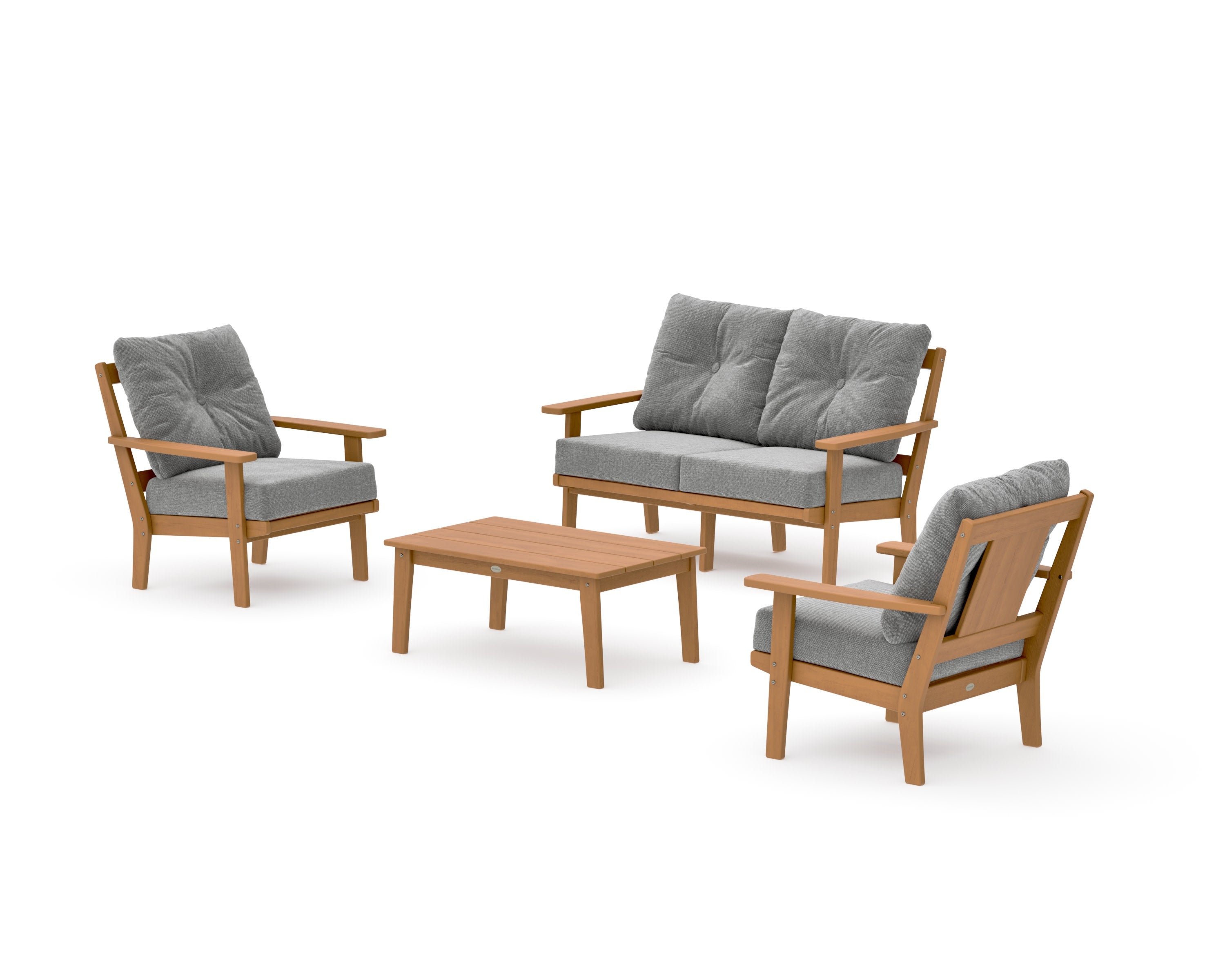 Prairie 4-Piece Deep Seating Set with Loveseat in Natural / Grey Mist