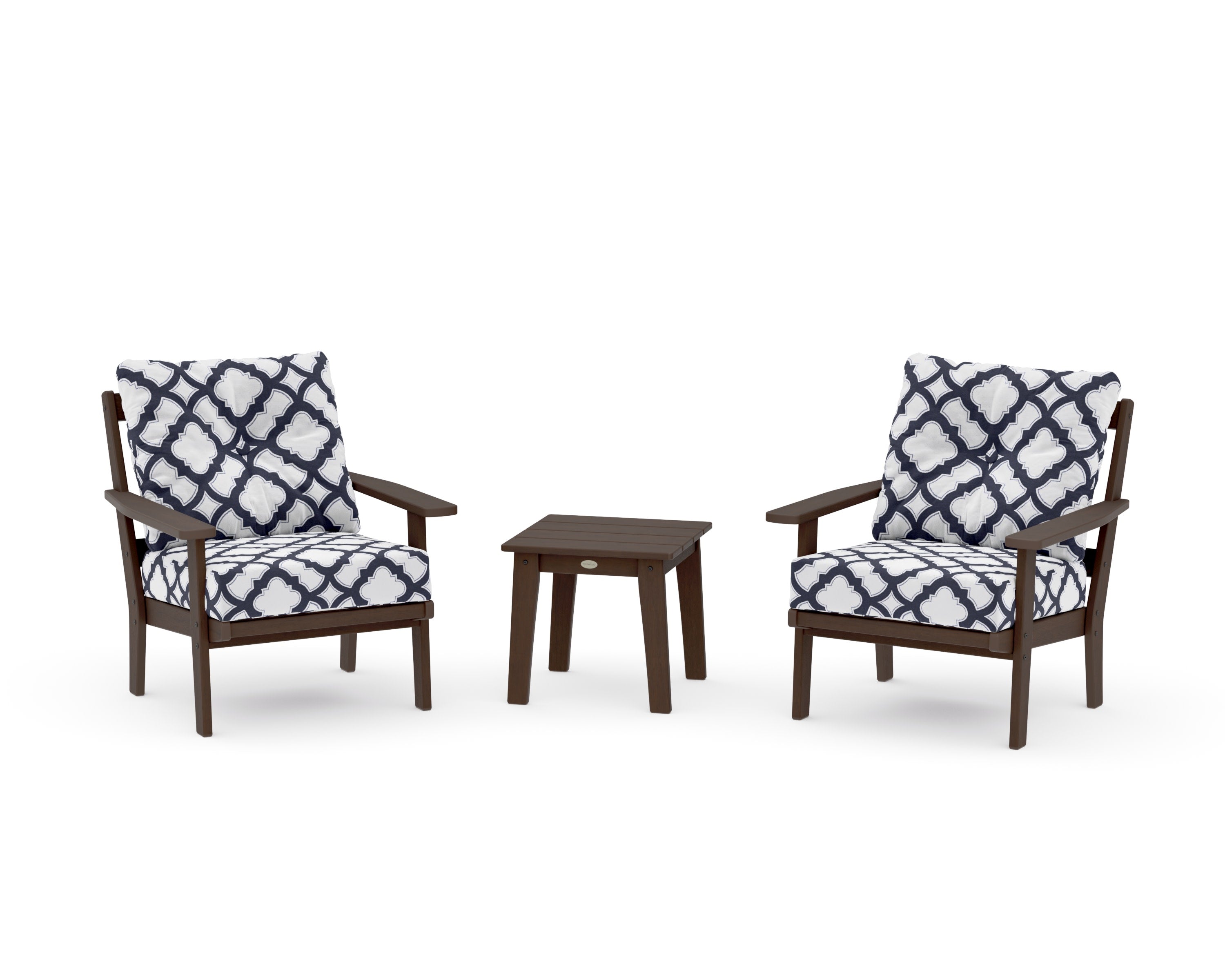 Prairie 3-Piece Deep Seating Set in Kona / Trellis Navy