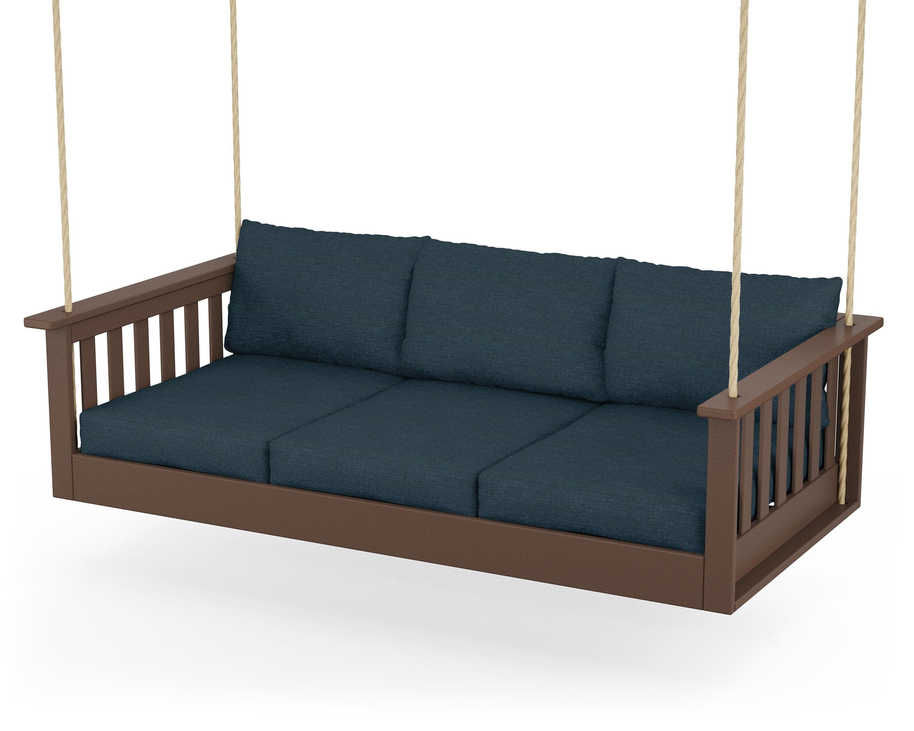 Vineyard Daybed Swing in Mahogany / Platform Indigo