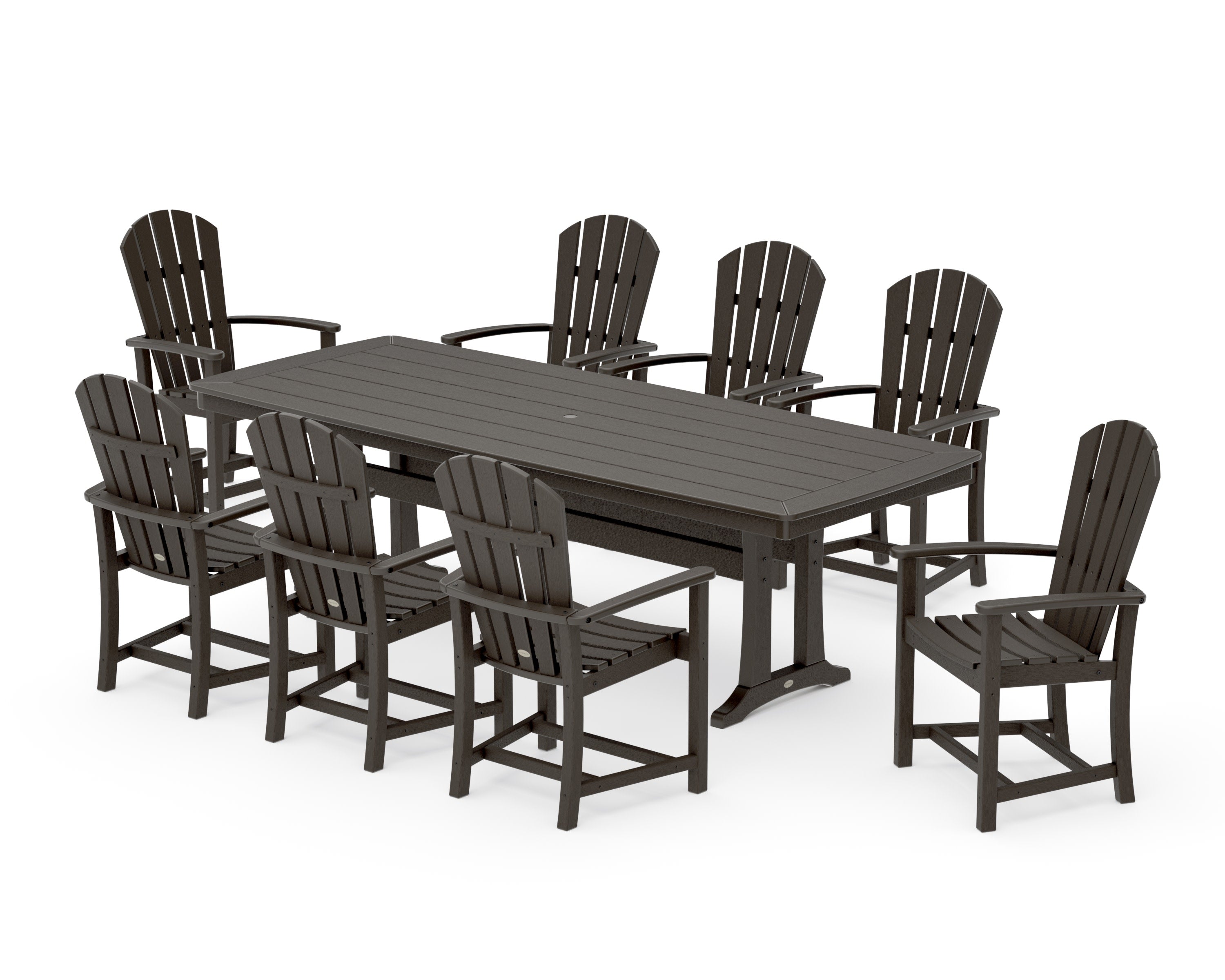Palm Coast 9-Piece Dining Set with Trestle Legs in Vintage Coffee