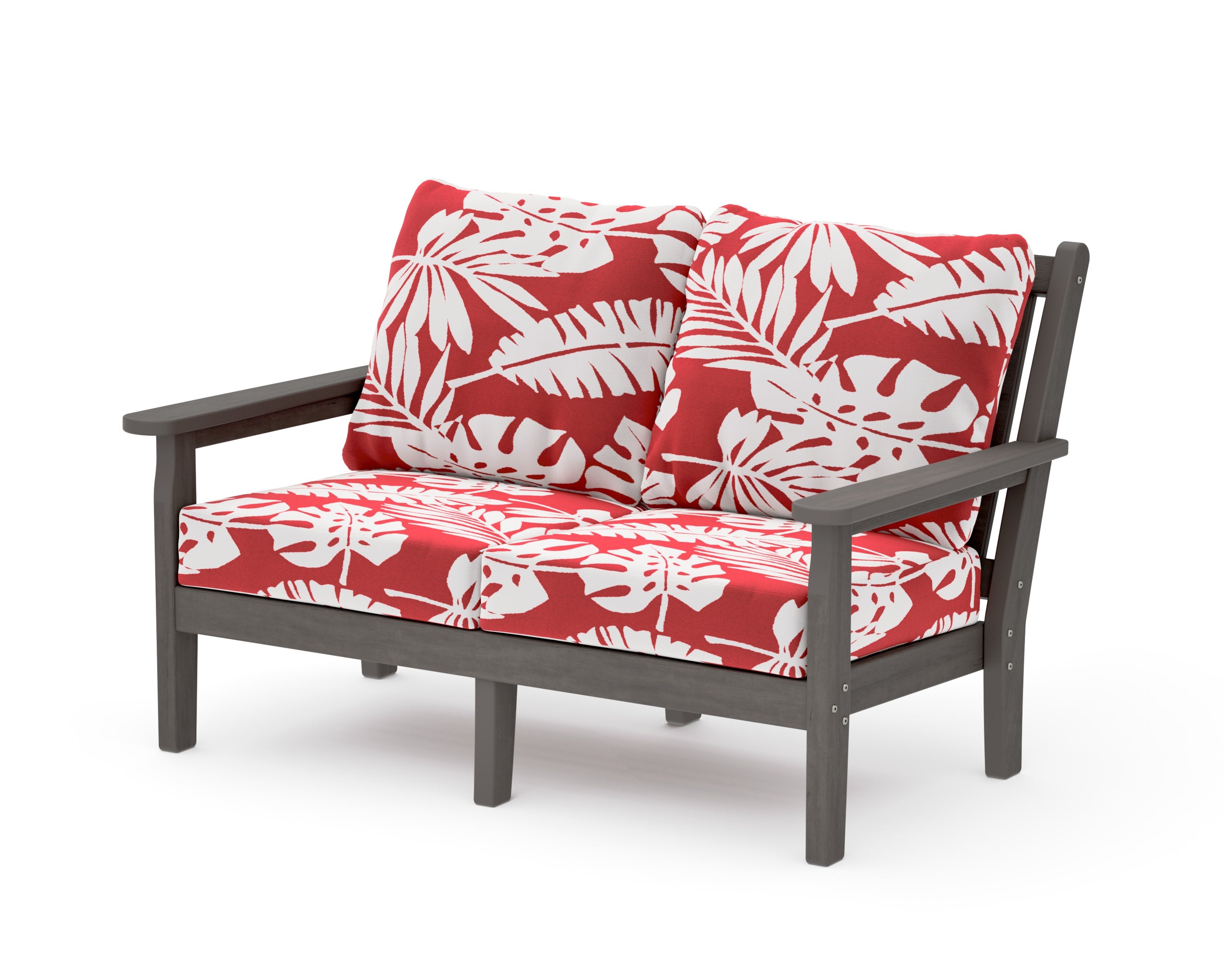 Chippendale Deep Seating Loveseat in Driftwood / Leaf Crimson