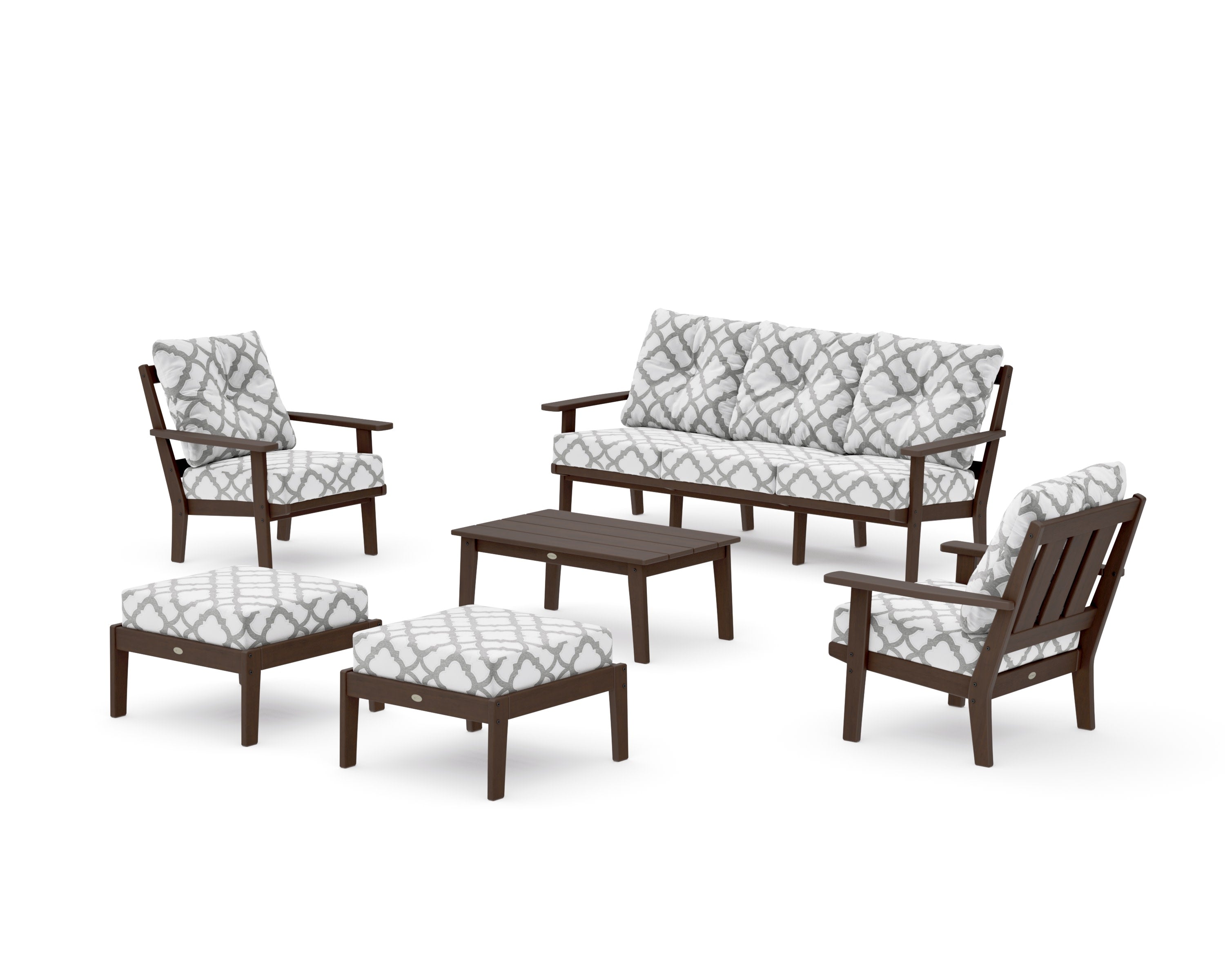 Oxford 6-Piece Lounge Sofa Set in Kona / Trellis Grey Mist