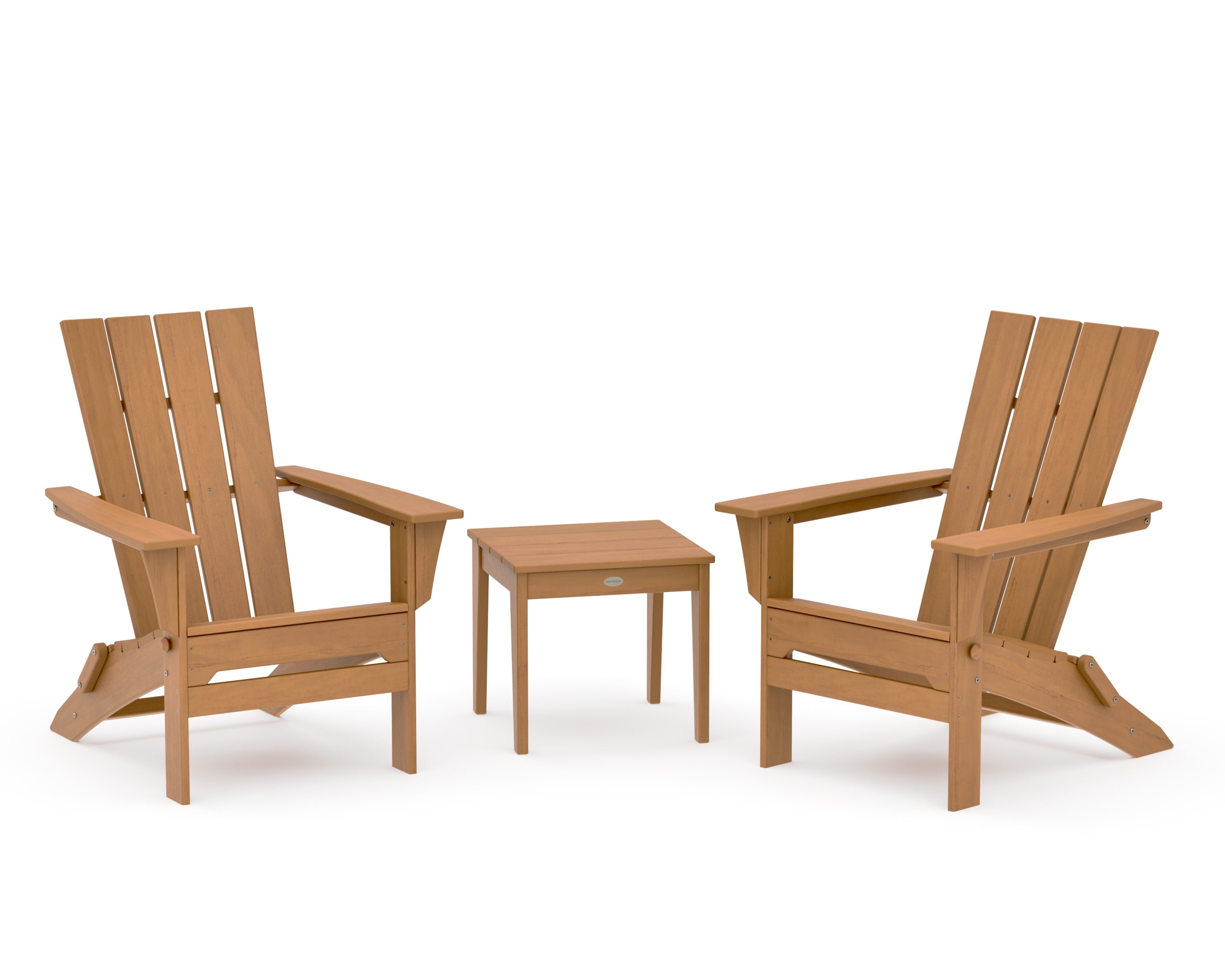 Quattro Folding Chair 3-Piece Adirondack Set in Natural