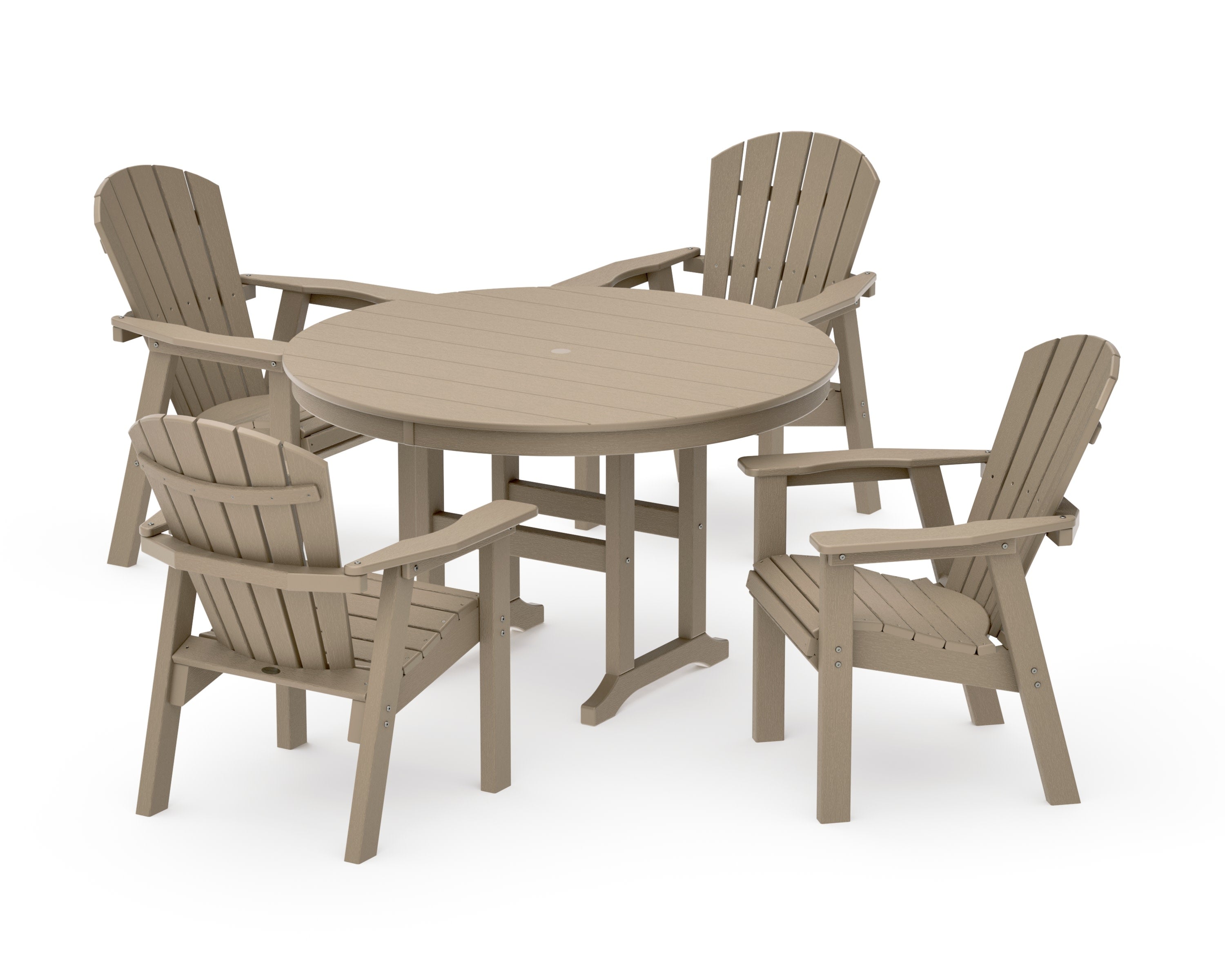 Seashell 5-Piece Round Farmhouse Dining Set in Vintage Sahara