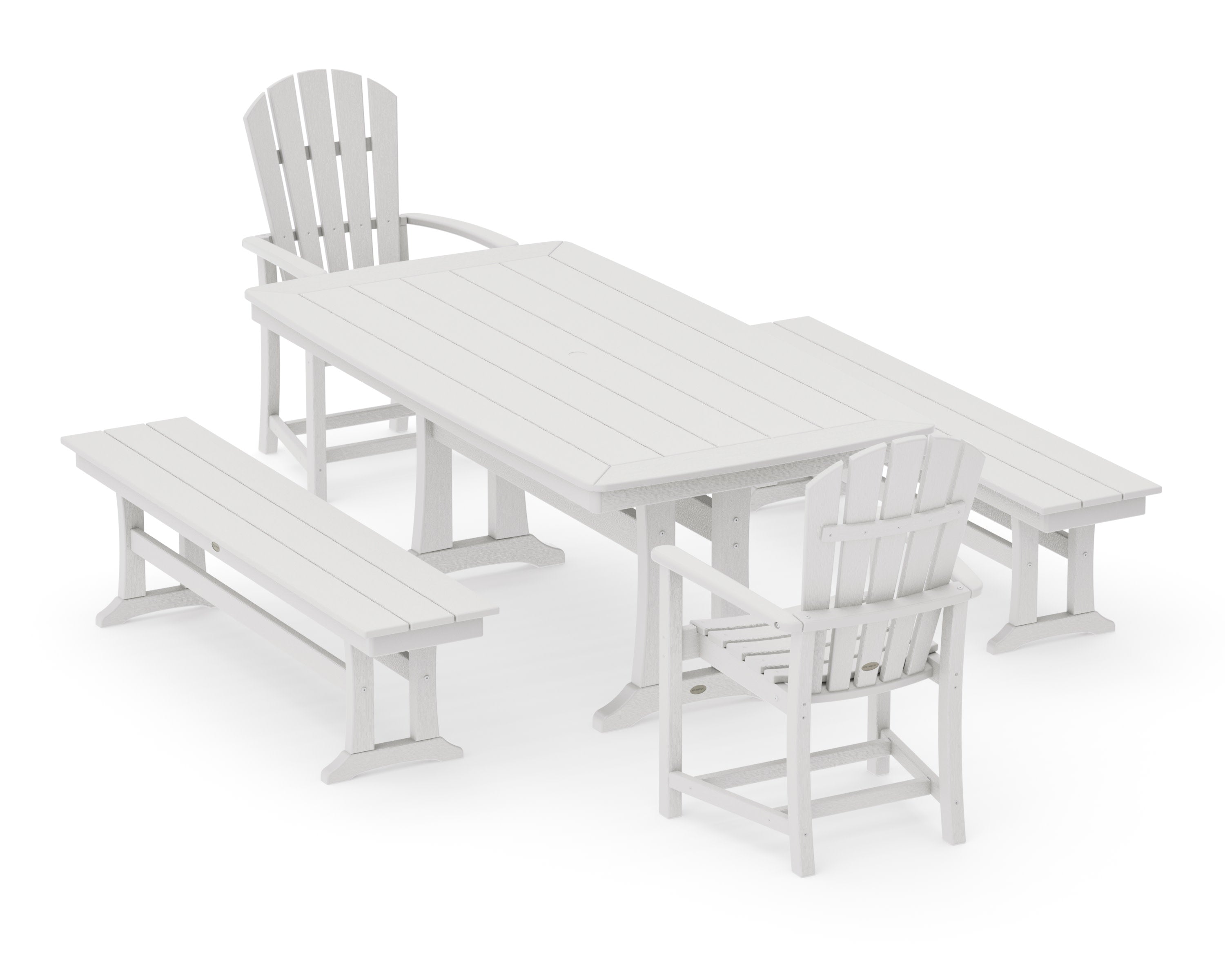 Palm Coast 5-Piece Dining Set with Trestle Legs in Vintage White