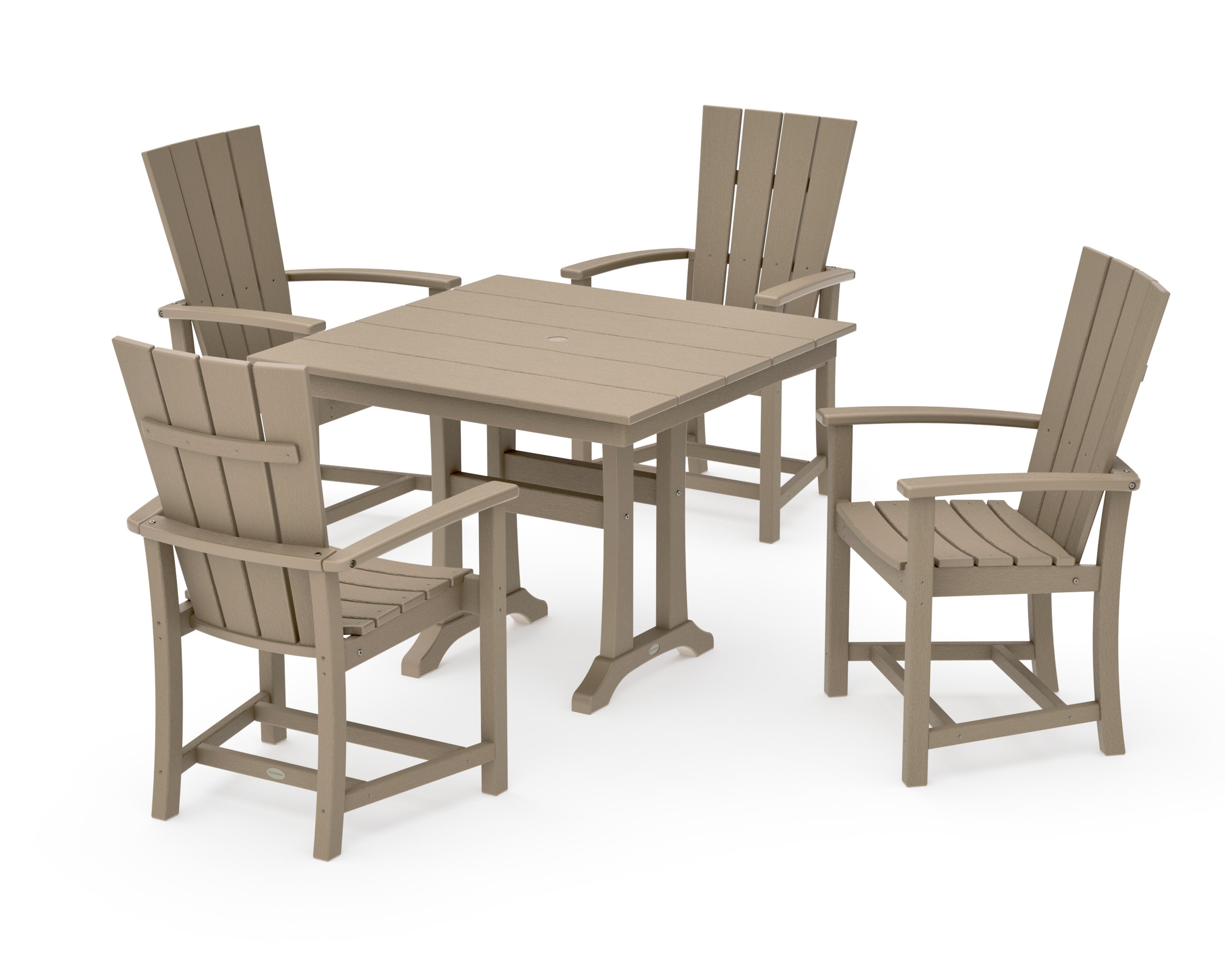 Quattro 5-Piece Farmhouse Dining Set With Trestle Legs in Vintage Sahara