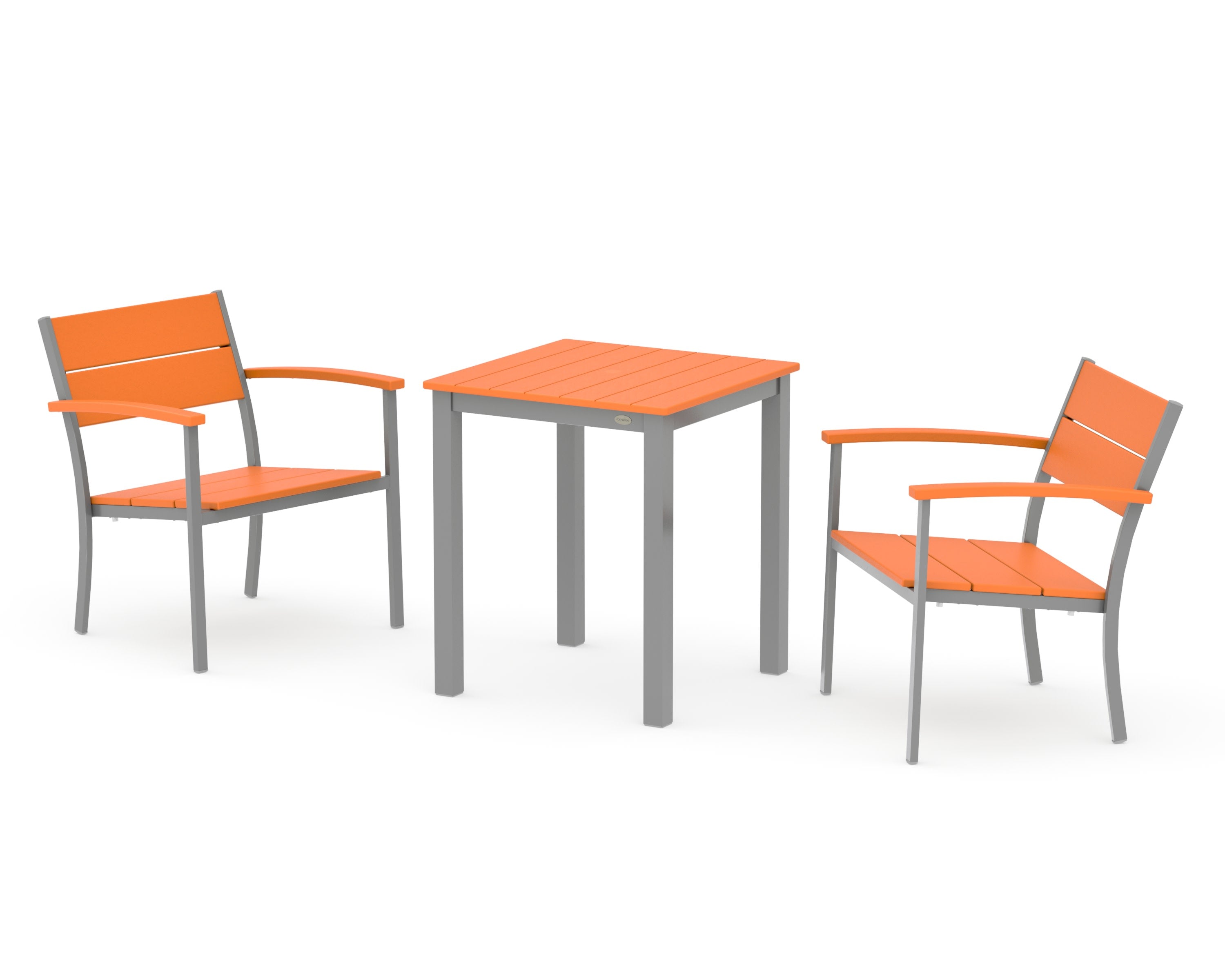 Main Street 3-Piece Square Dining Set in Silver / Tangerine