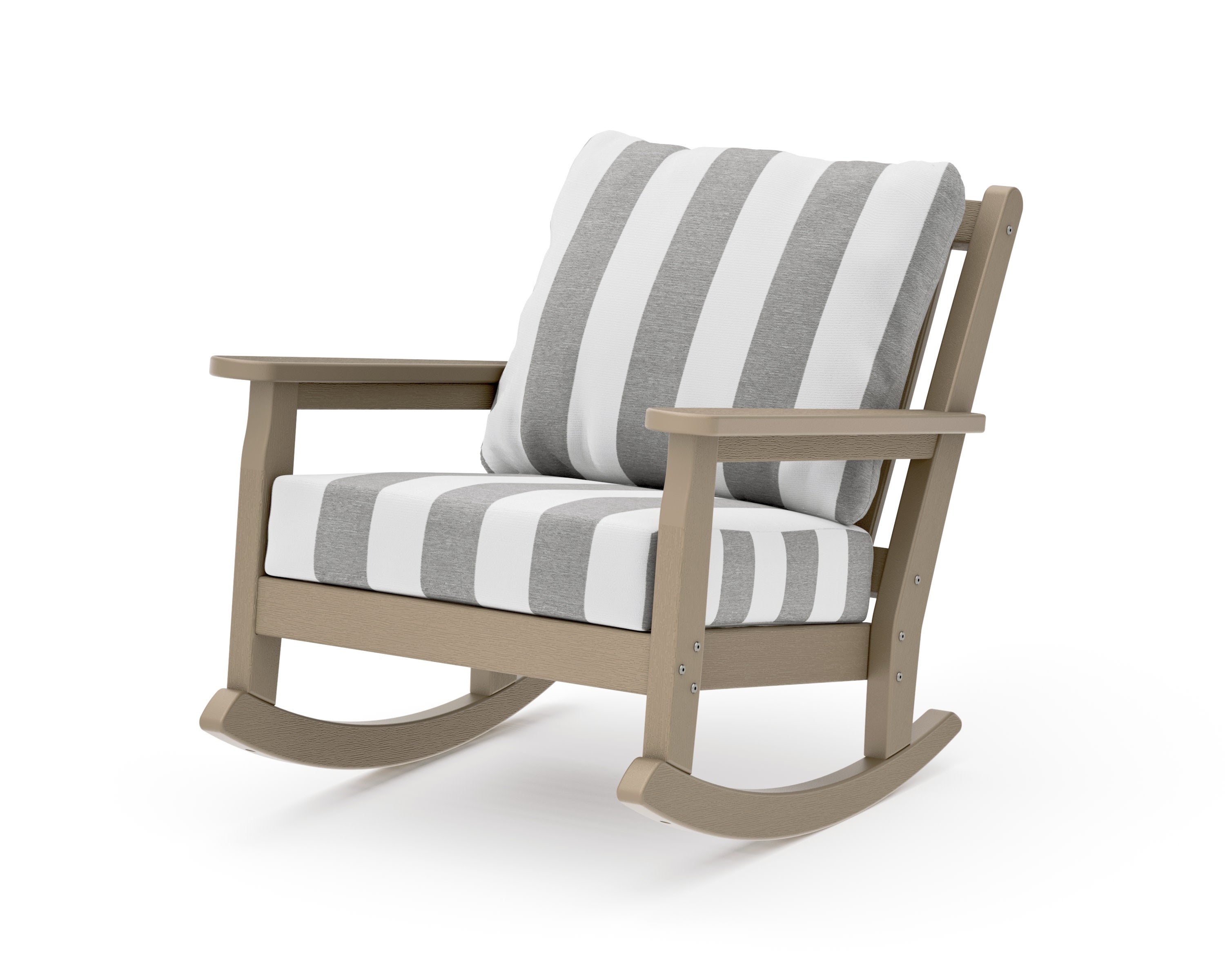 Chippendale Deep Seating Rocking Chair in Vintage Sahara / Cabana Stripe Grey Mist