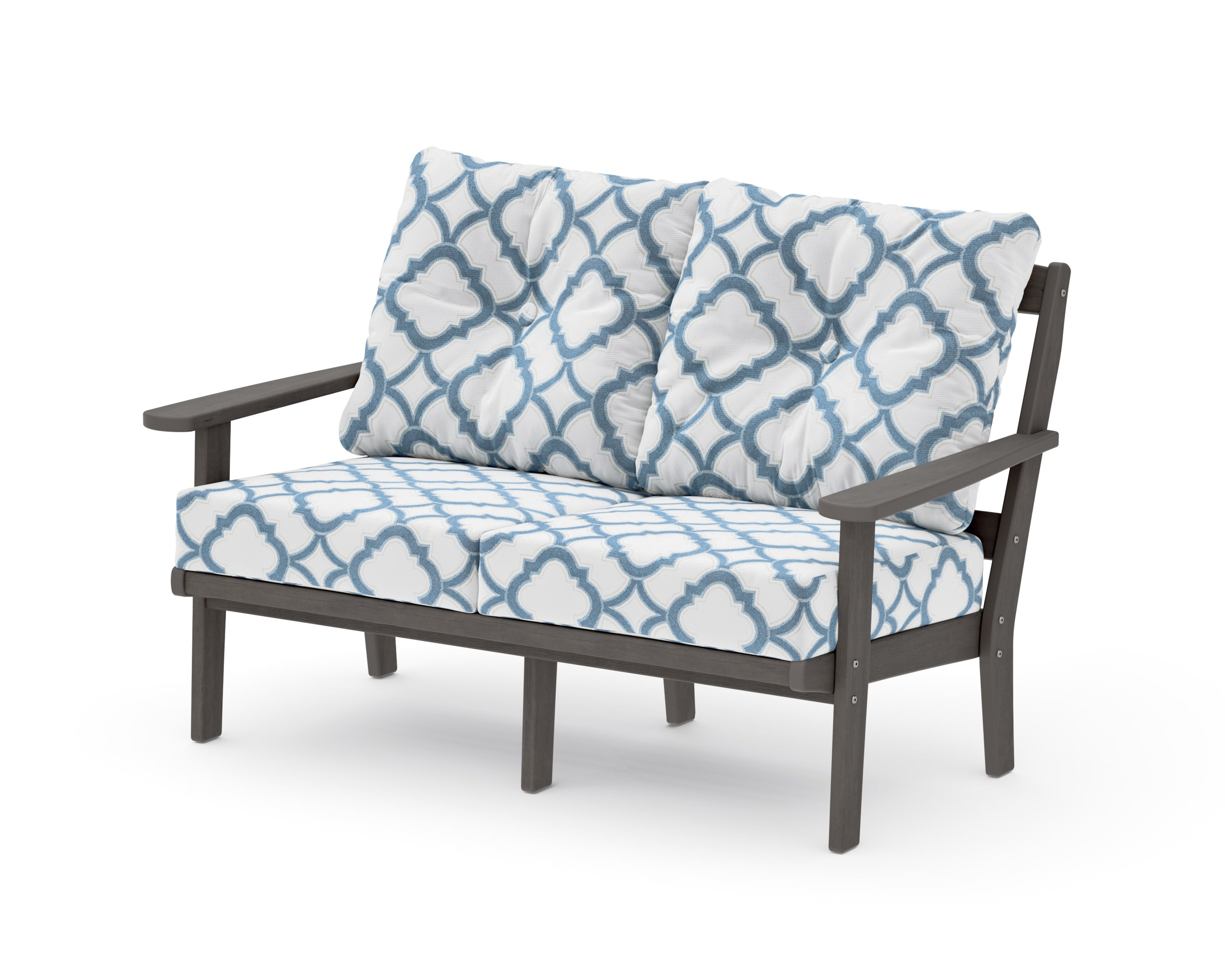 Mission Deep SeatingLoveseat in Driftwood / Trellis Sky Blue