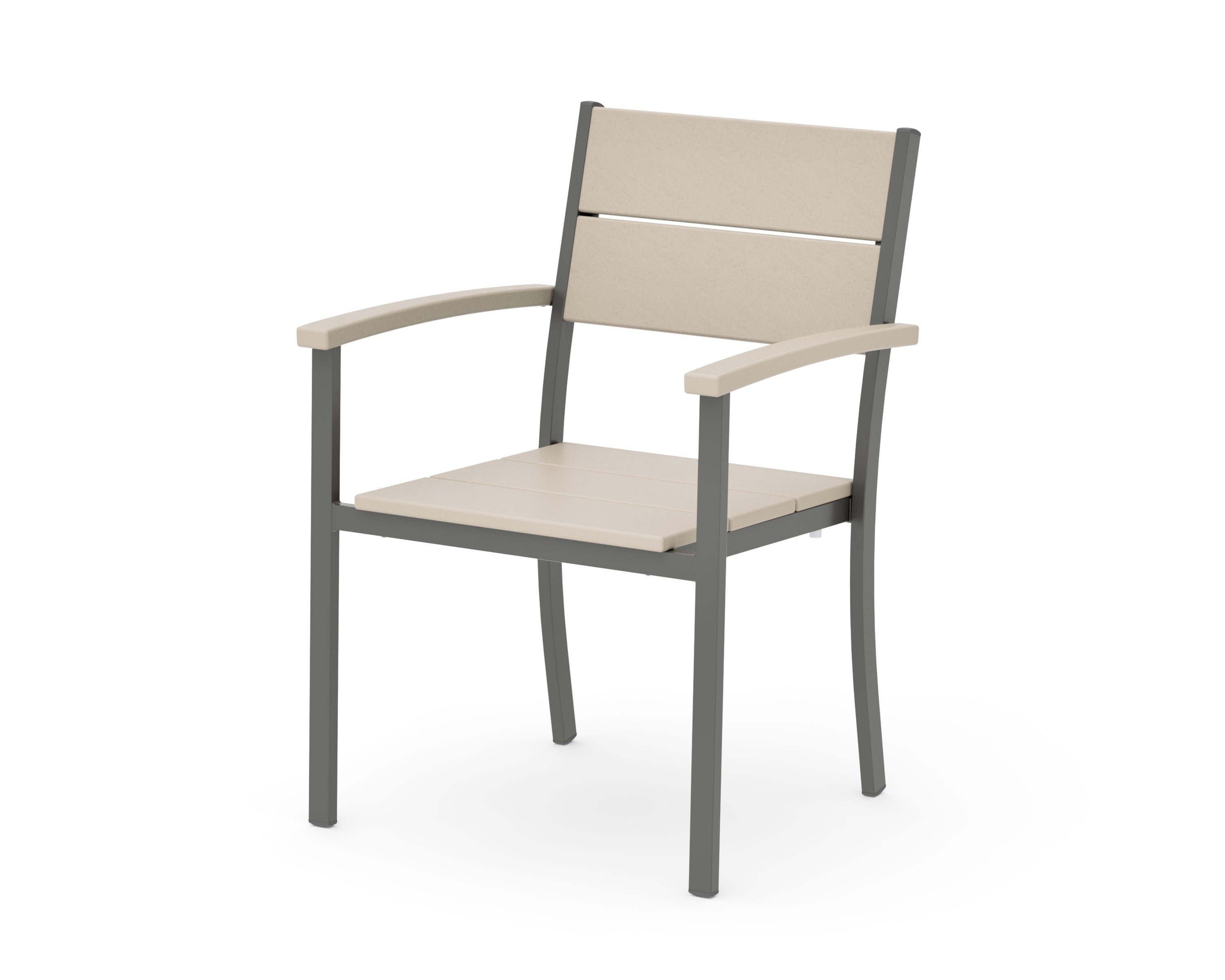 Main Street Stacking Dining Arm Chair in Charcoal / Sand