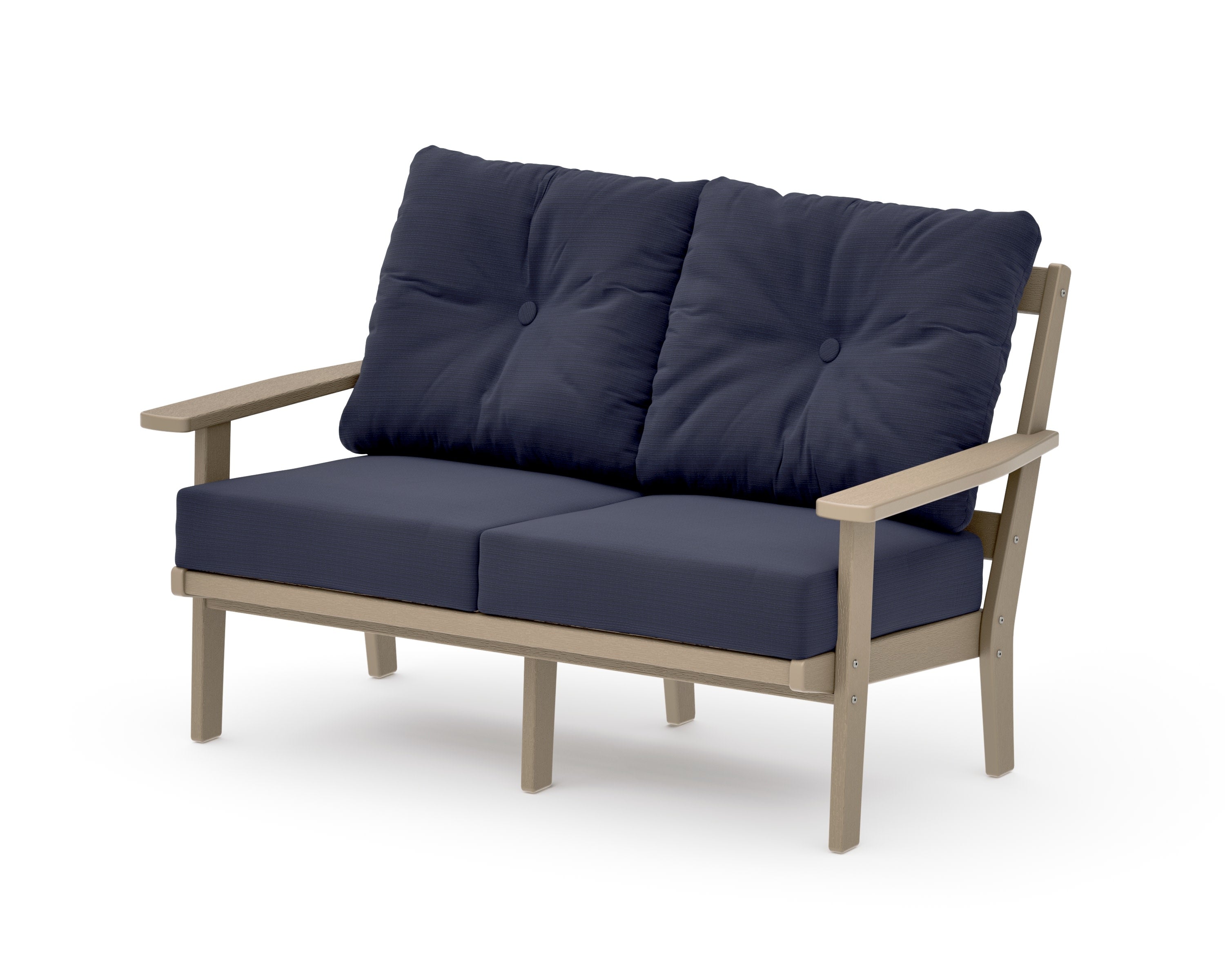 Prairie Deep SeatingLoveseat in Vintage Sahara / Navy Linen