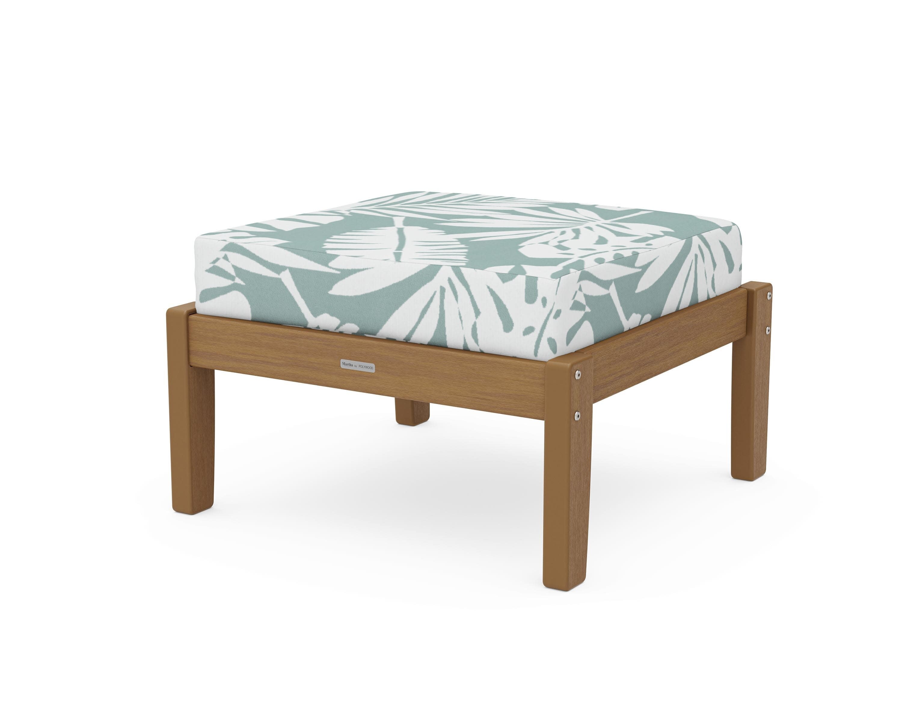Chinoiserie Deep Seating Ottoman in Natural / Leaf Glacier Spa