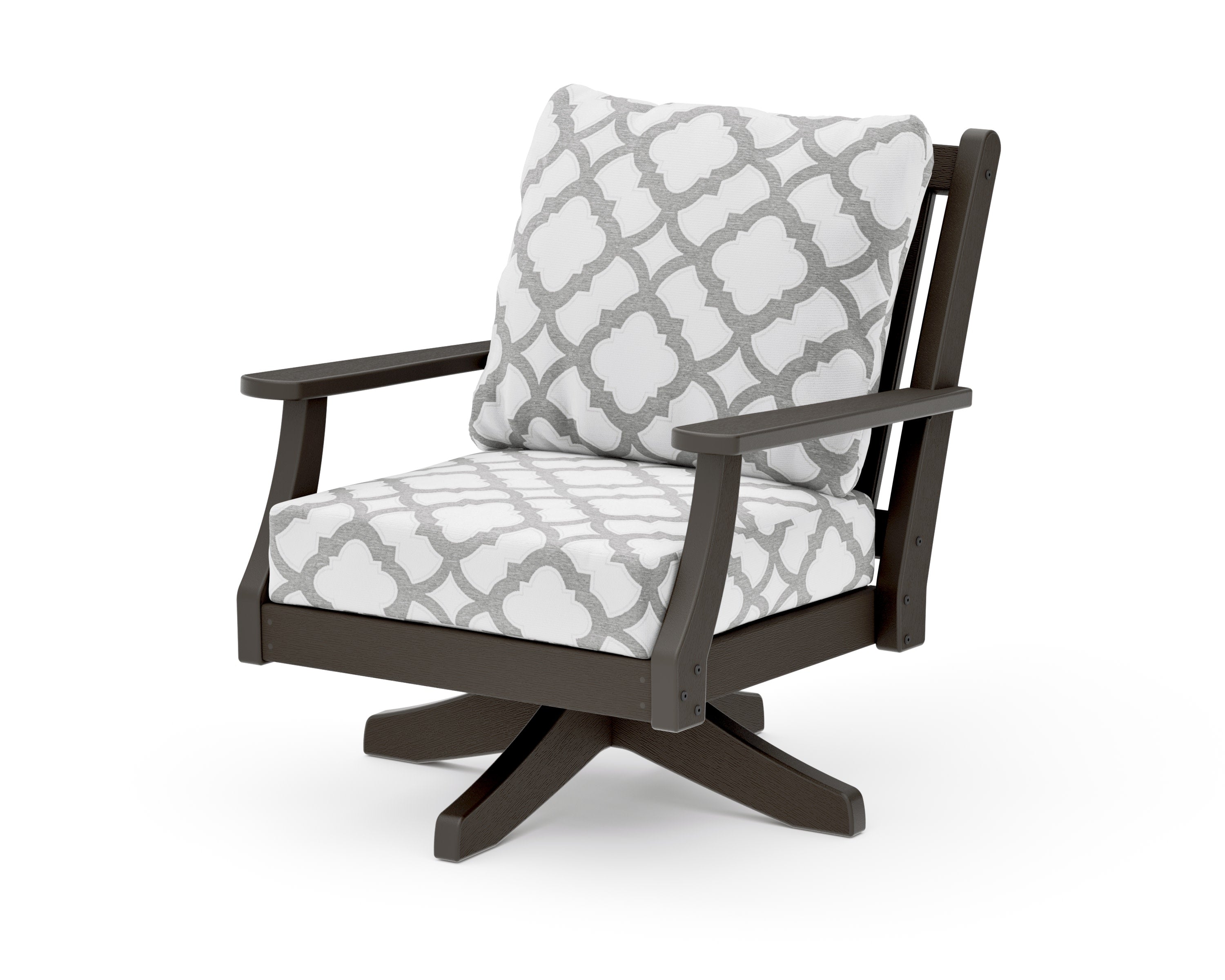 Wovendale Deep Seating Swivel Chair in Vintage Coffee / Trellis Grey Mist