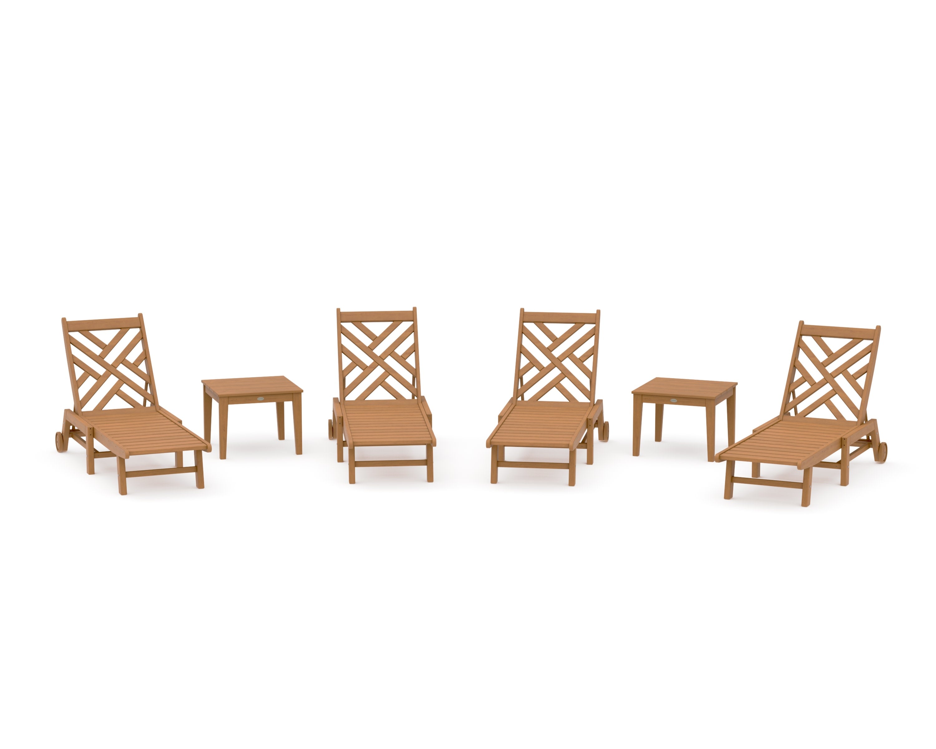 Chippendale 6-Piece Chaise Set with Wheels in Natural