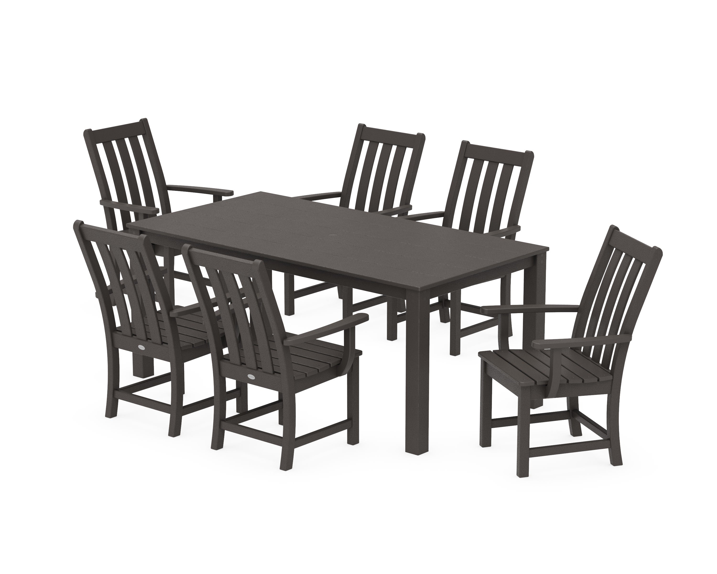 Vineyard 7-Piece Parsons Arm Chair Dining Set in Vintage Coffee
