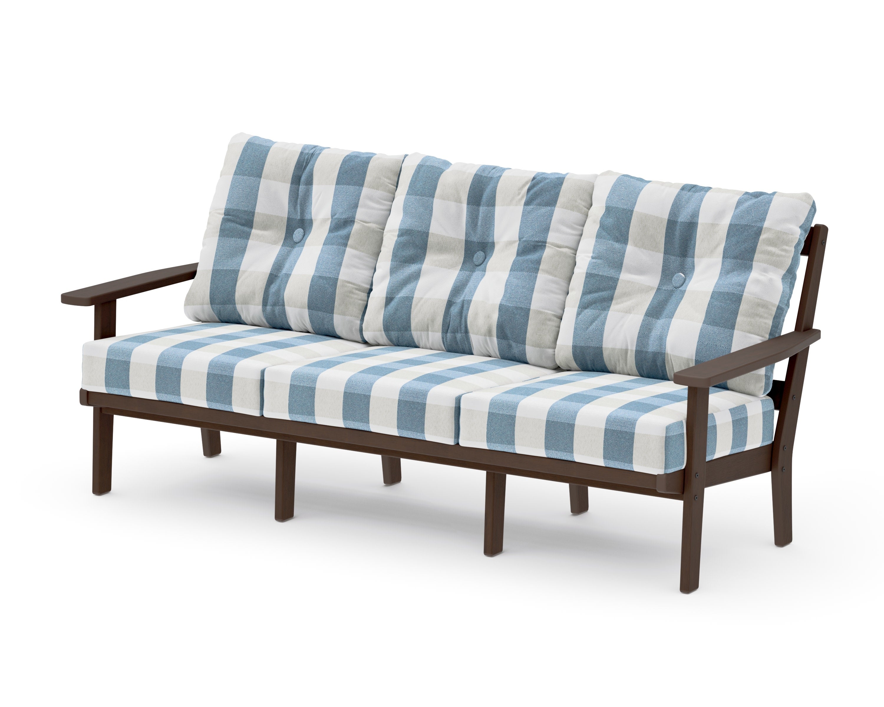 Oxford Deep Seating Sofa in Kona / Buffalo Plaid Sky Blue
